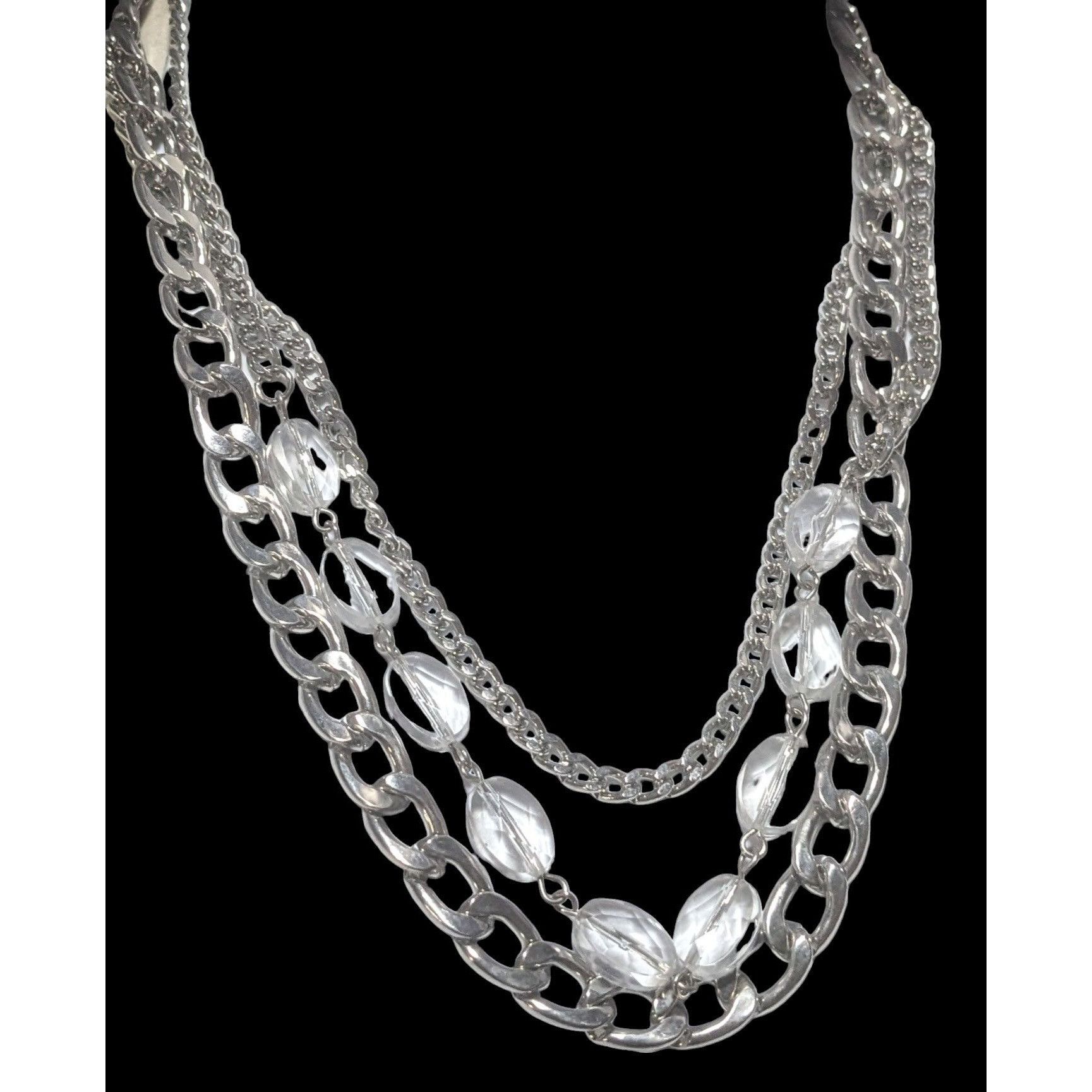 Other Elegant Chunky Silver Gemmed Chain Necklace Size ONE SIZE - 2 Thumbnail