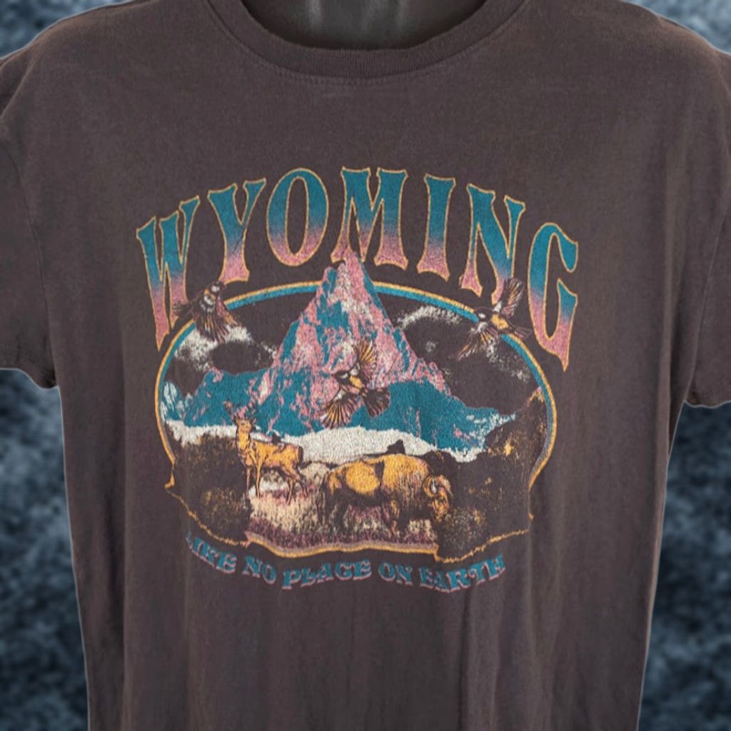 Vintage Wyoming T Shirt Womens XL Gray Nature Tee Like No Place On Earth Doe Shirt Regular Mens Womens Girls Size XL / US 12-14 / IT 48-50 - 1 Thumbnail