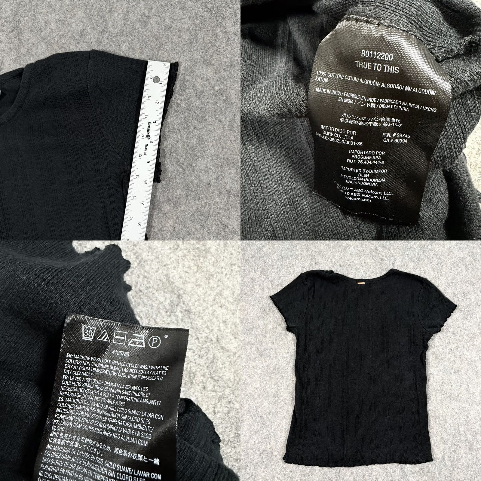 Volcom Volcom T-Shirt Short Sleeve Black Women's Size M 8 Ribbed Edges 100% Cotton Casual Shirt Modern 90s Style Women Size M / US 6-8 / IT 42-44 - 9 Thumbnail
