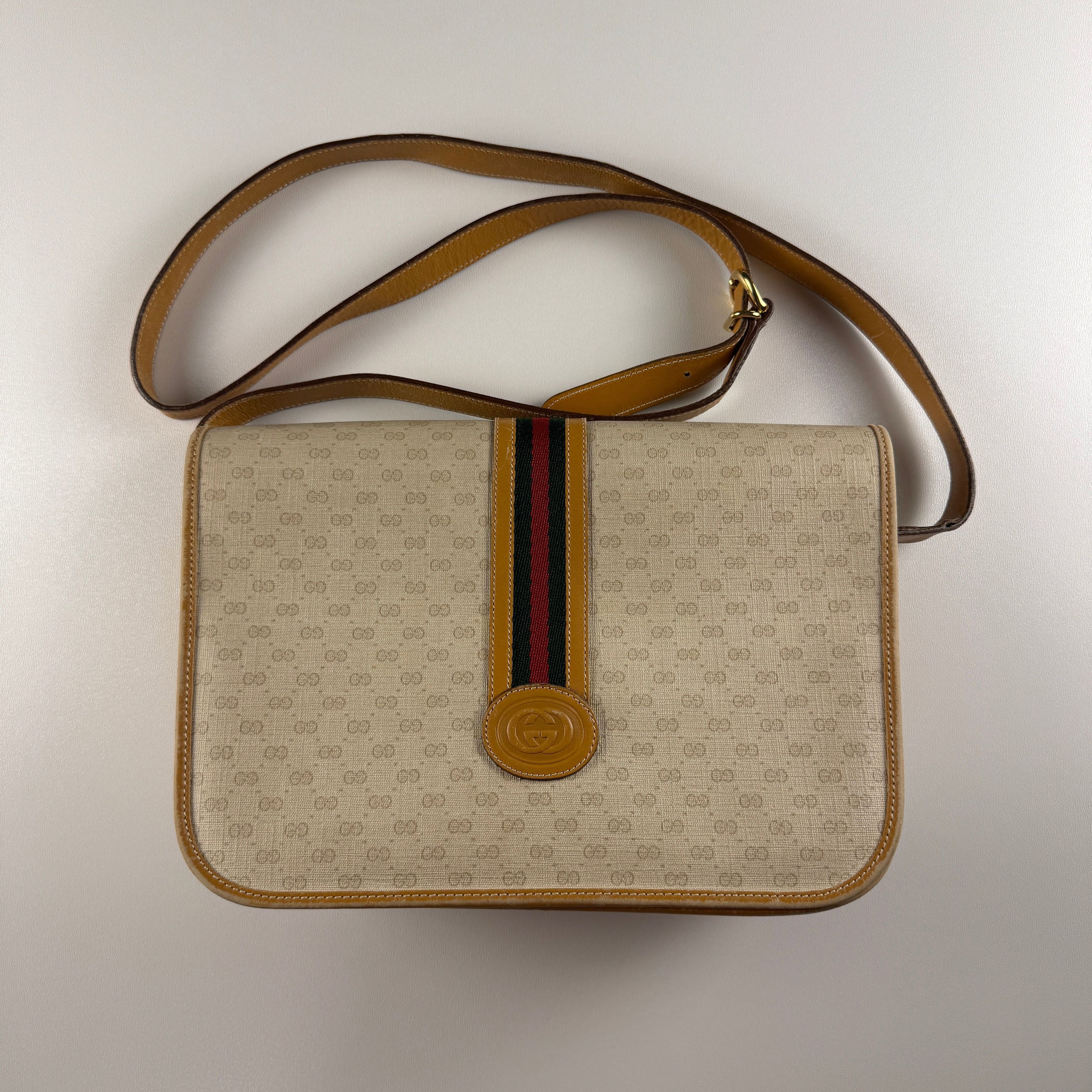 Gucci Gucci Sherry Line Beige Micro GG Web Design Shoulder Bag Size ONE SIZE - 1 Thumbnail