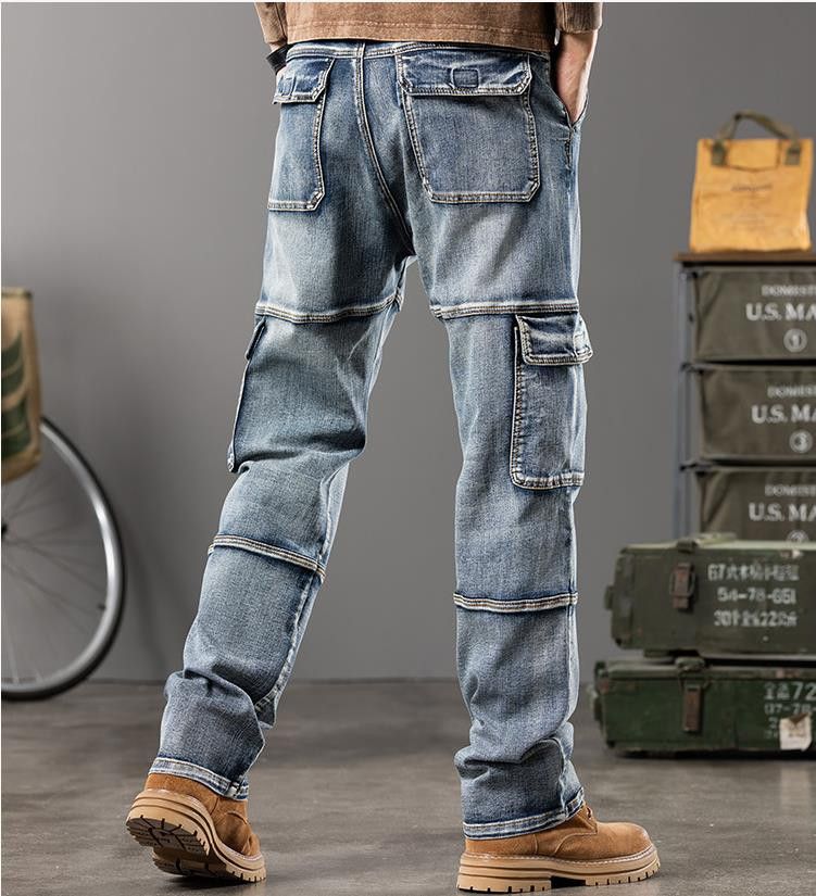 Jean Men's Baggy Jeans Loose Straight Tube Multi Pocket Size US 30 / EU 46 - 5 Thumbnail