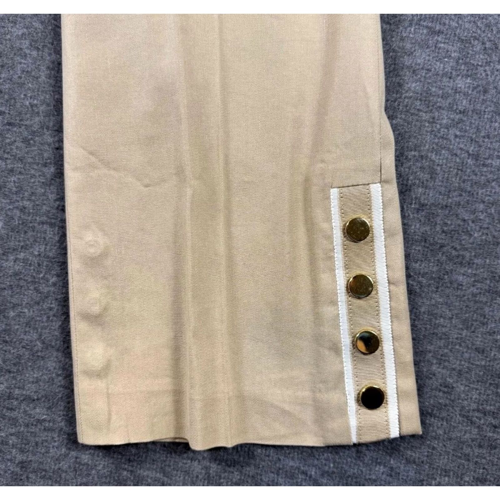Veronica Beard Veronica Beard Pants Womens 4 Beige Linen Blend Snap Hem Buttons Straight Leg - Best Quality Size 27" / US 4 / IT 40 - 2 Thumbnail