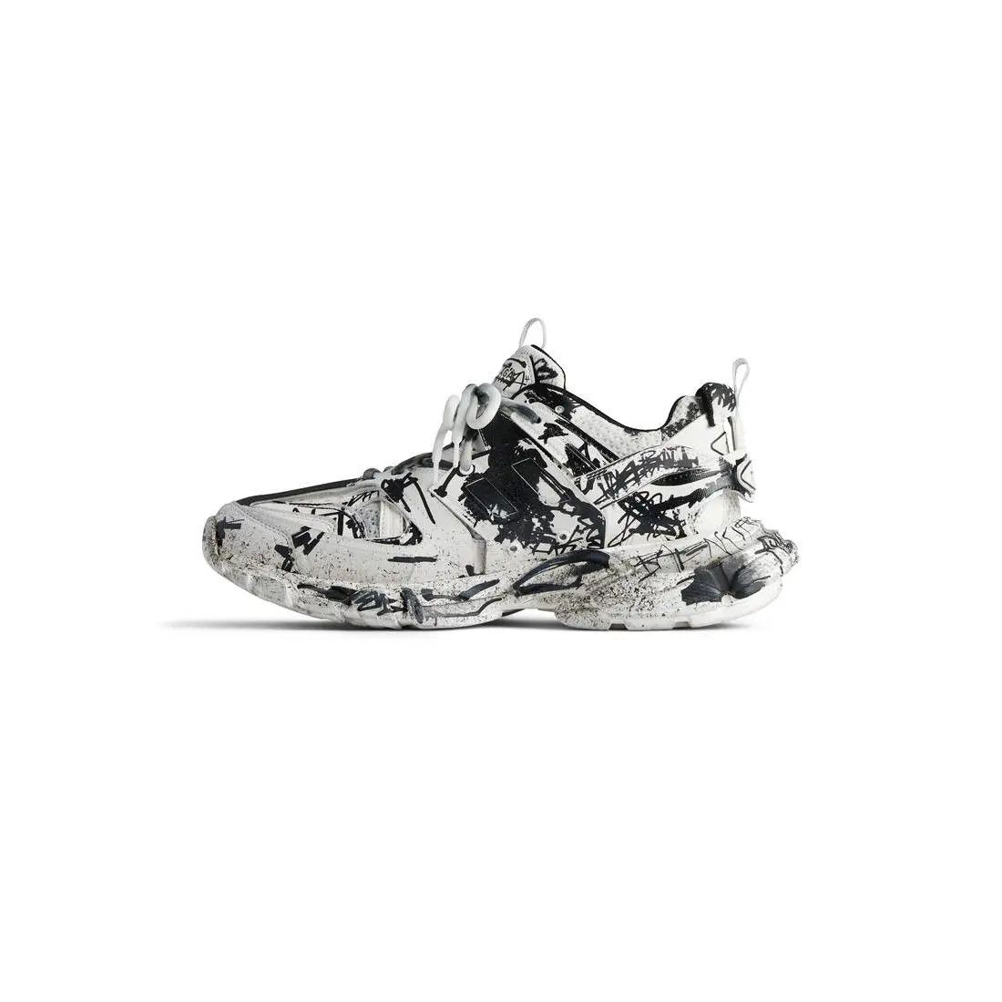 Balenciaga o1w1db10925 Track Graffiti Sneakers in White/Black Size US 7 / EU 40 - 9 Thumbnail