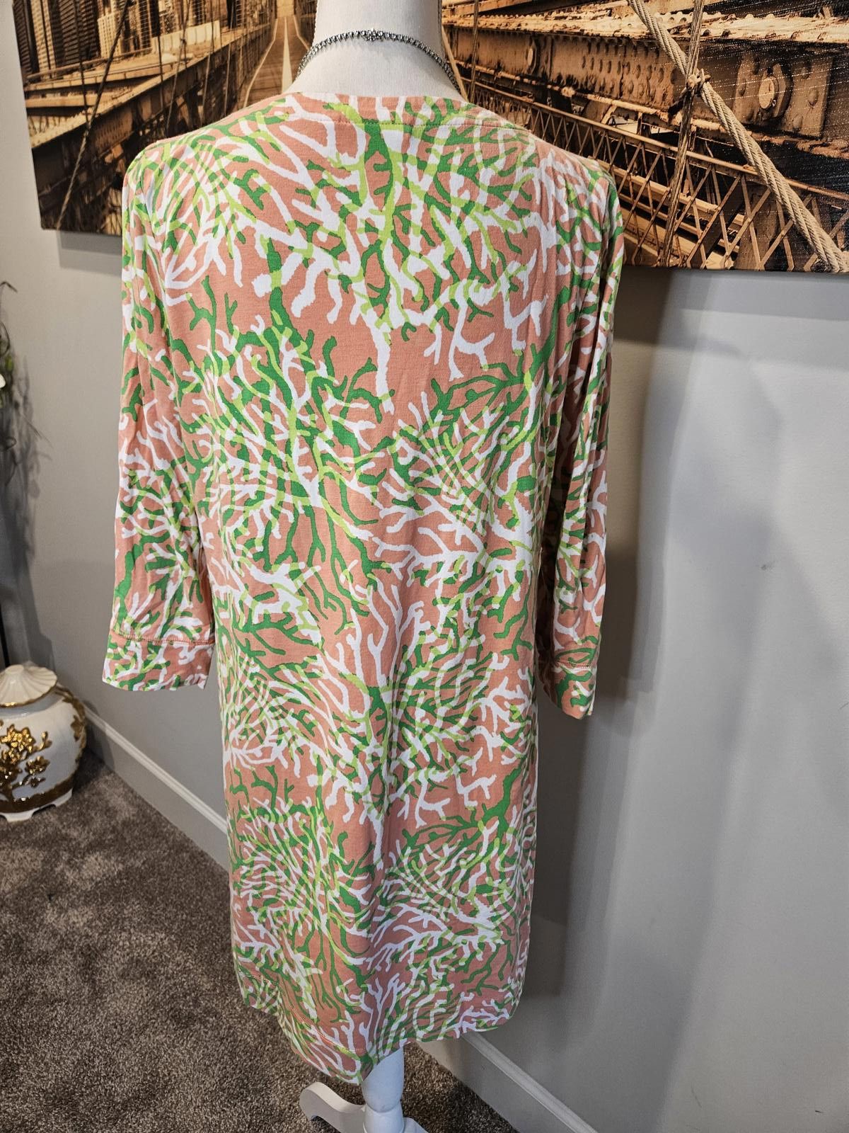 Designer Crown & Ivy Beach Vacation Coral Print Dress Size M / US 6-8 / IT 42-44 - 3 Thumbnail