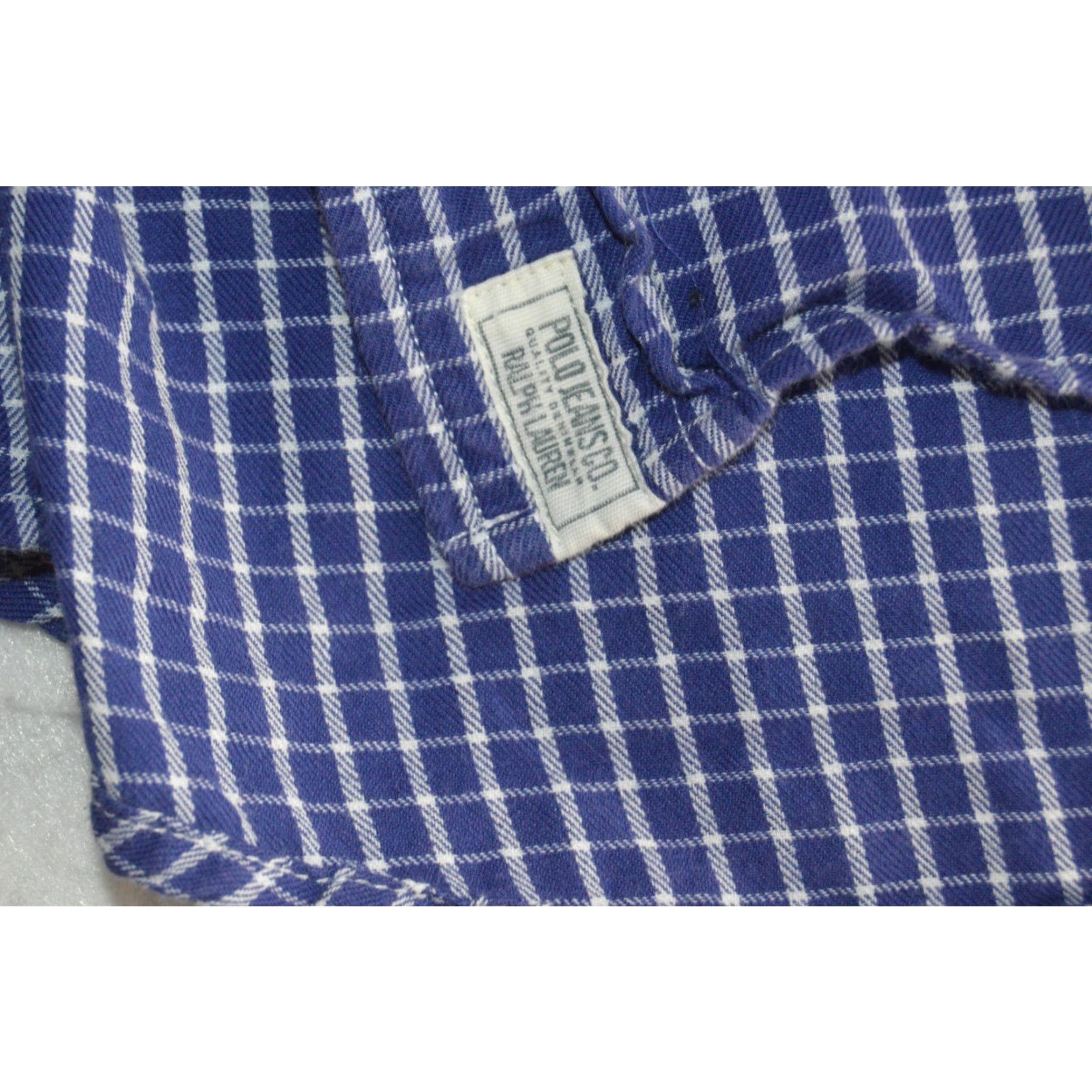 Polo Ralph Lauren VTG Polo Ralph Lauren Polo Jean Co men's L/S Shirt Blue Check Cotton XL Shirt Mens Old School Classic Preppy Size US XL / EU 56 / 4 - 5 Thumbnail