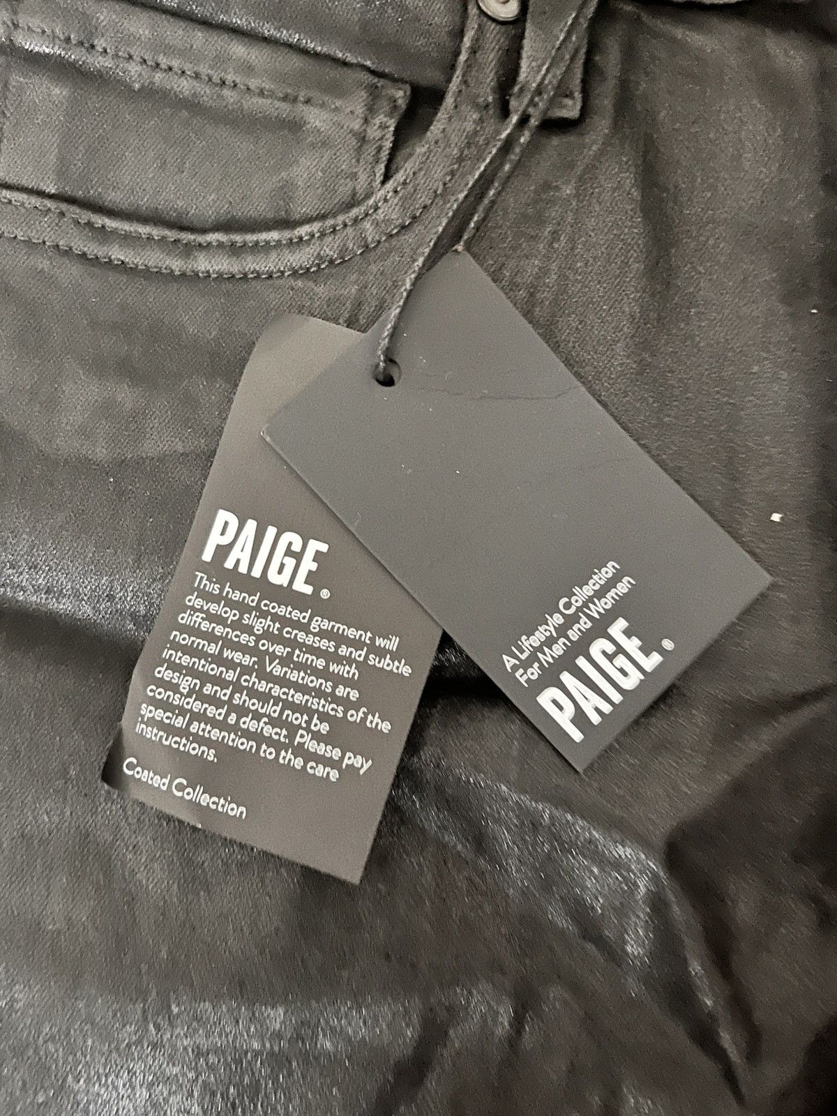 Paige NWT Paige Lennox Black Coated Waxed Denim SLP Fit Size US 30 / EU 46 - 5 Thumbnail