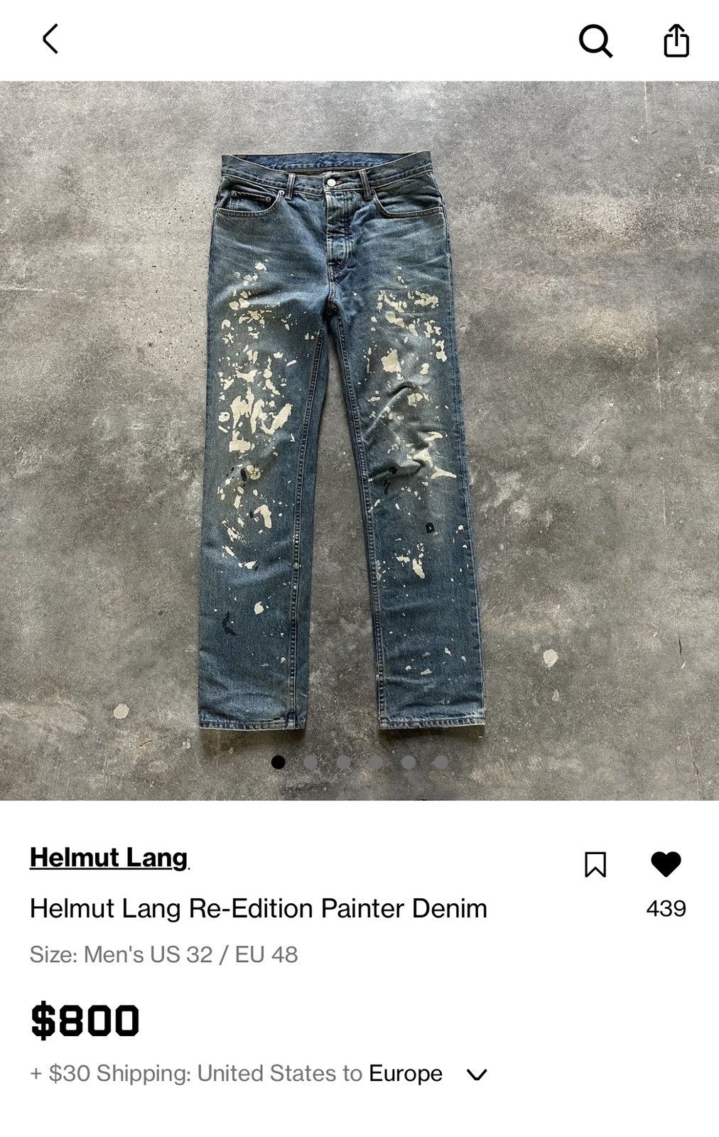 Helmut Lang Helmut Lang re-edition paint splatter jeans Size US 30 / EU 46 - 10 Thumbnail
