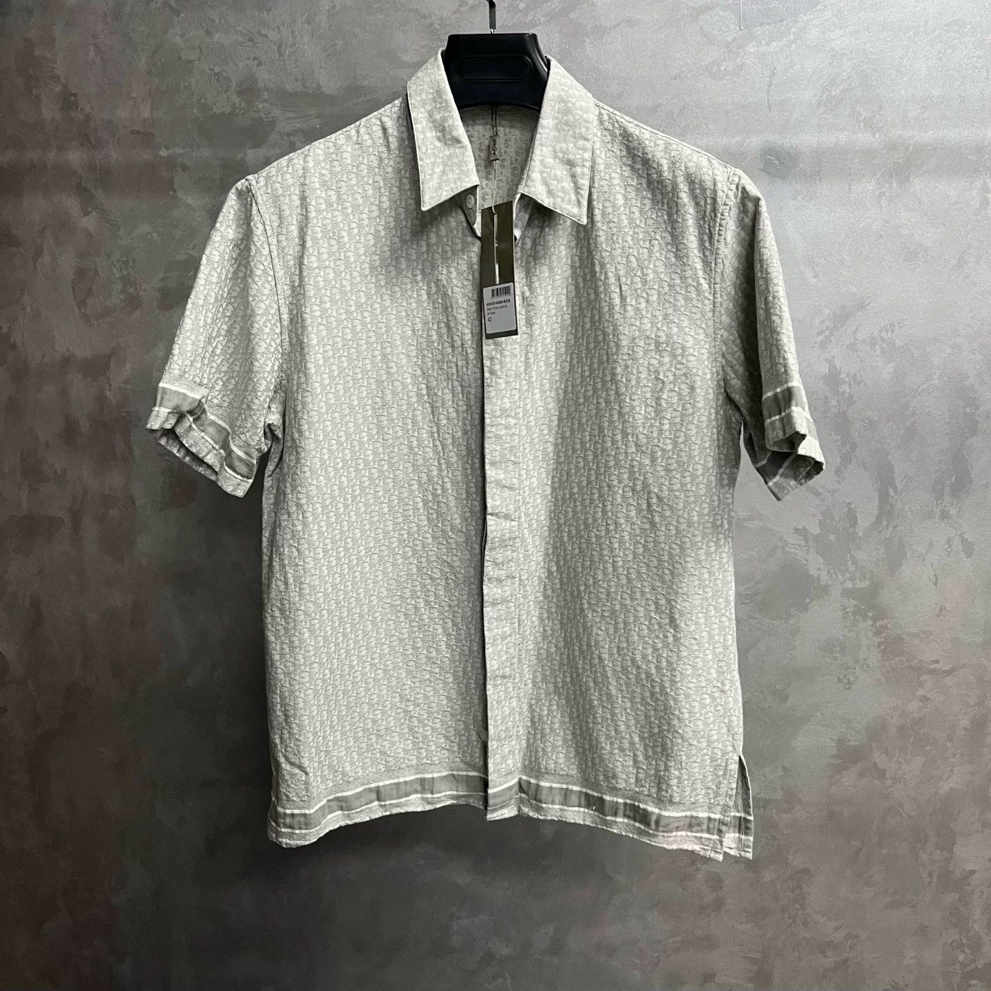 Dior Dior Gray Stripe Logo Short Sleeve Shirt Size US XXS / EU 40 - 1 Thumbnail