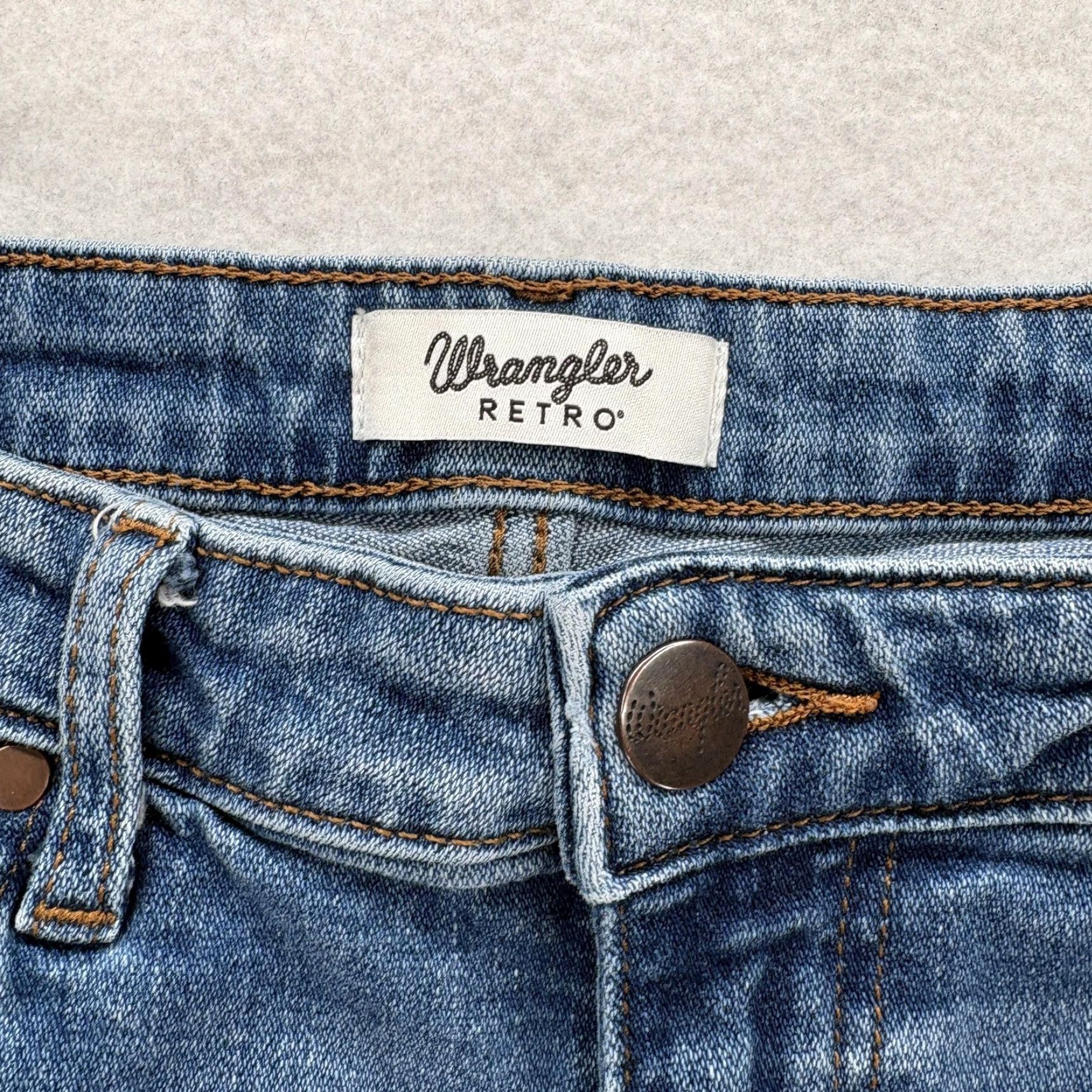 Wrangler Wrangler Retro Jeans Mens 32x34 Blue Slim Straight Stretch Denim Raw Hem Cowboy Size US 32 / EU 48 - 4 Thumbnail