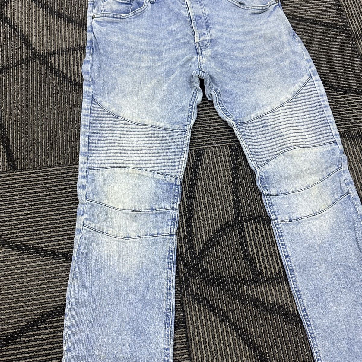 H&M Faded H&M Divided Skinny Biker Jeans Balmain Paris Style Size US 34 / EU 50 - 2 Thumbnail