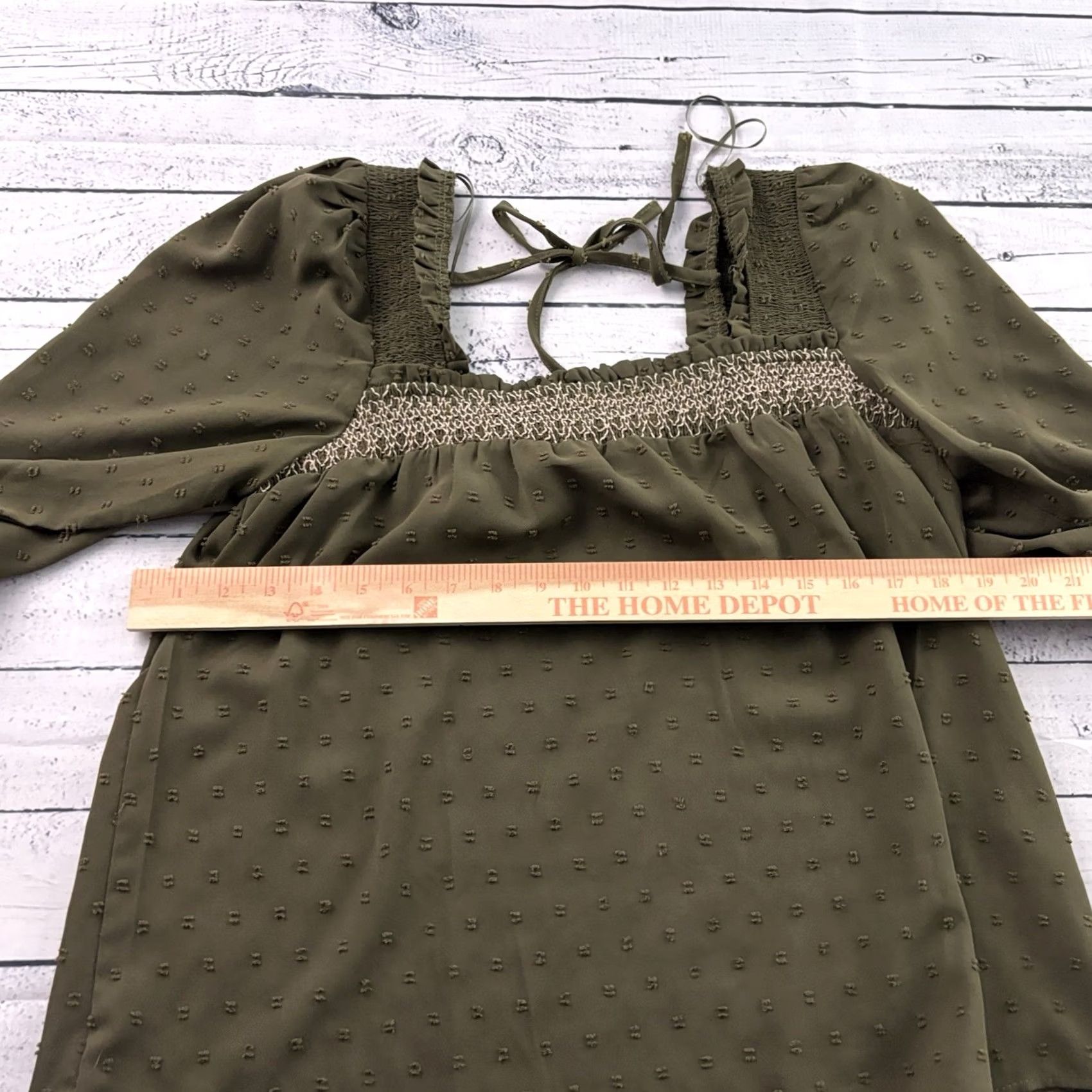 Vintage MINE Long Sleeve Tie Back Flowy Blouse Top Womens Small Green Shirt Size S / US 4 / IT 40 - 3 Thumbnail