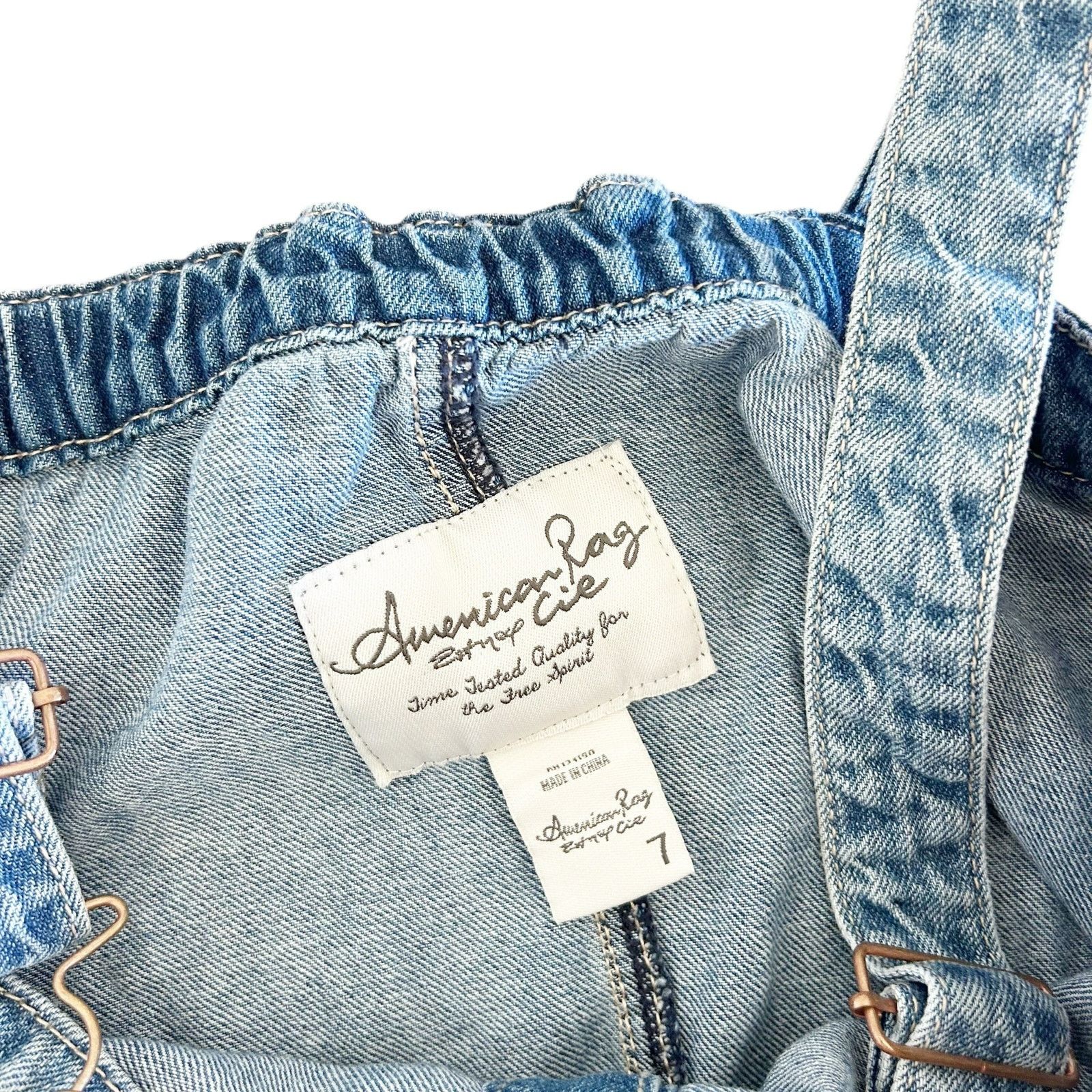 American Rag American Rag Denim Shortalls Overalls Sz 7 Size 28" / US 6 / IT 42 - 2 Thumbnail