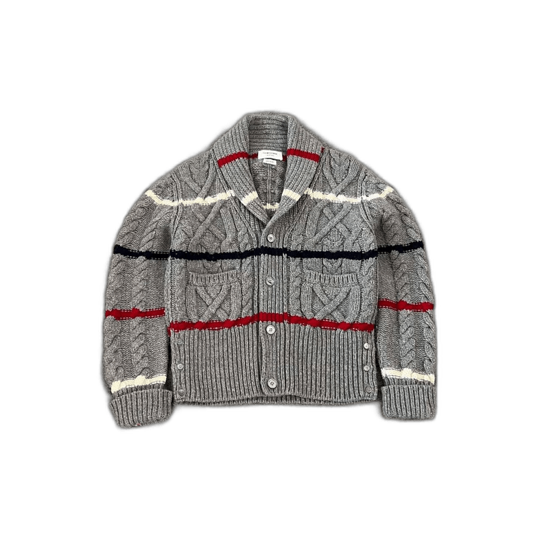 Thom Browne Thom Browne Wool Knit Cardigan with Stripes Size S / US 4 / IT 40 - 1 Thumbnail