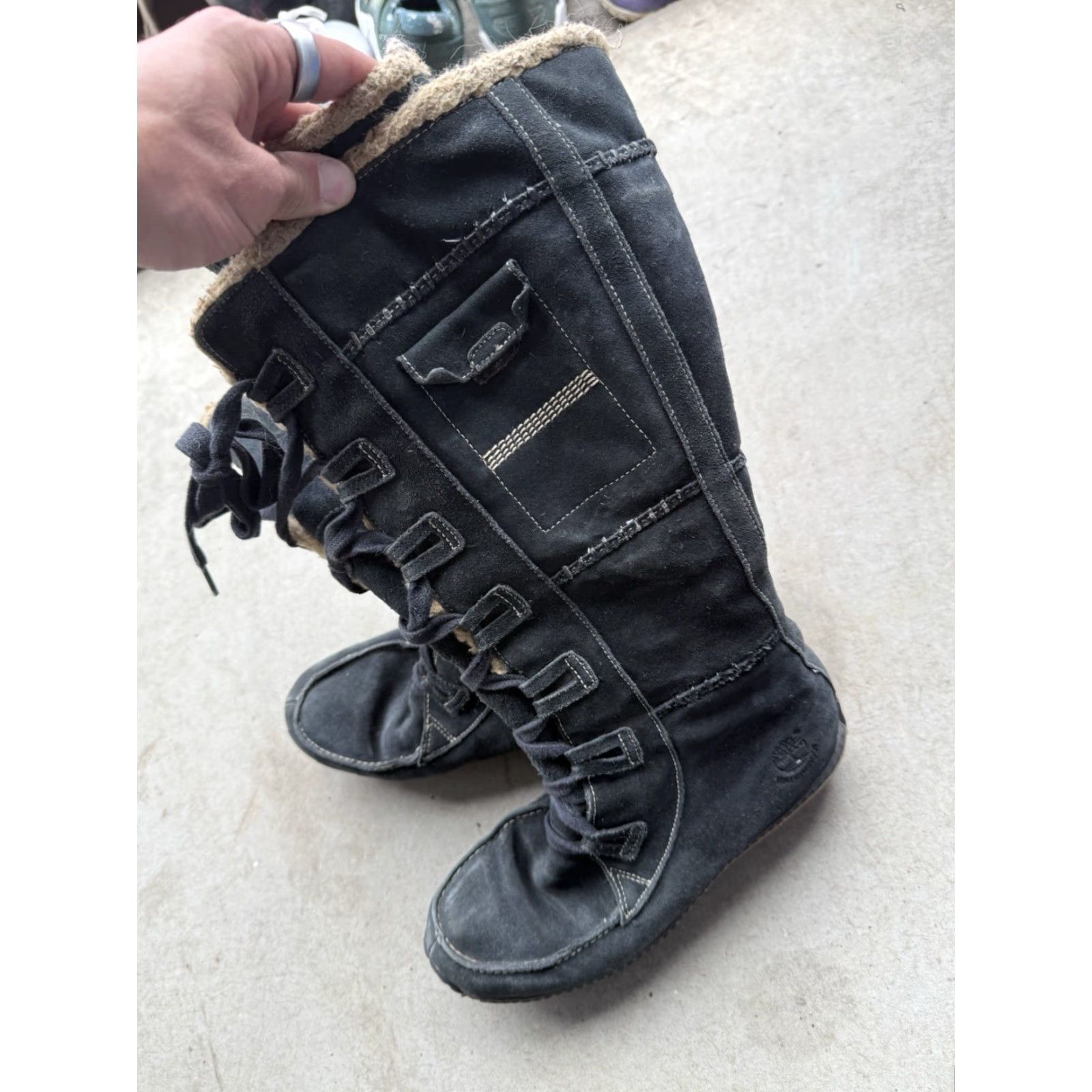 Timberland Timberland Granby Black Suede 13" Tall Zip Up Winter Boots Women Sz 7.5 M Size US 8 / IT 38 - 3 Thumbnail