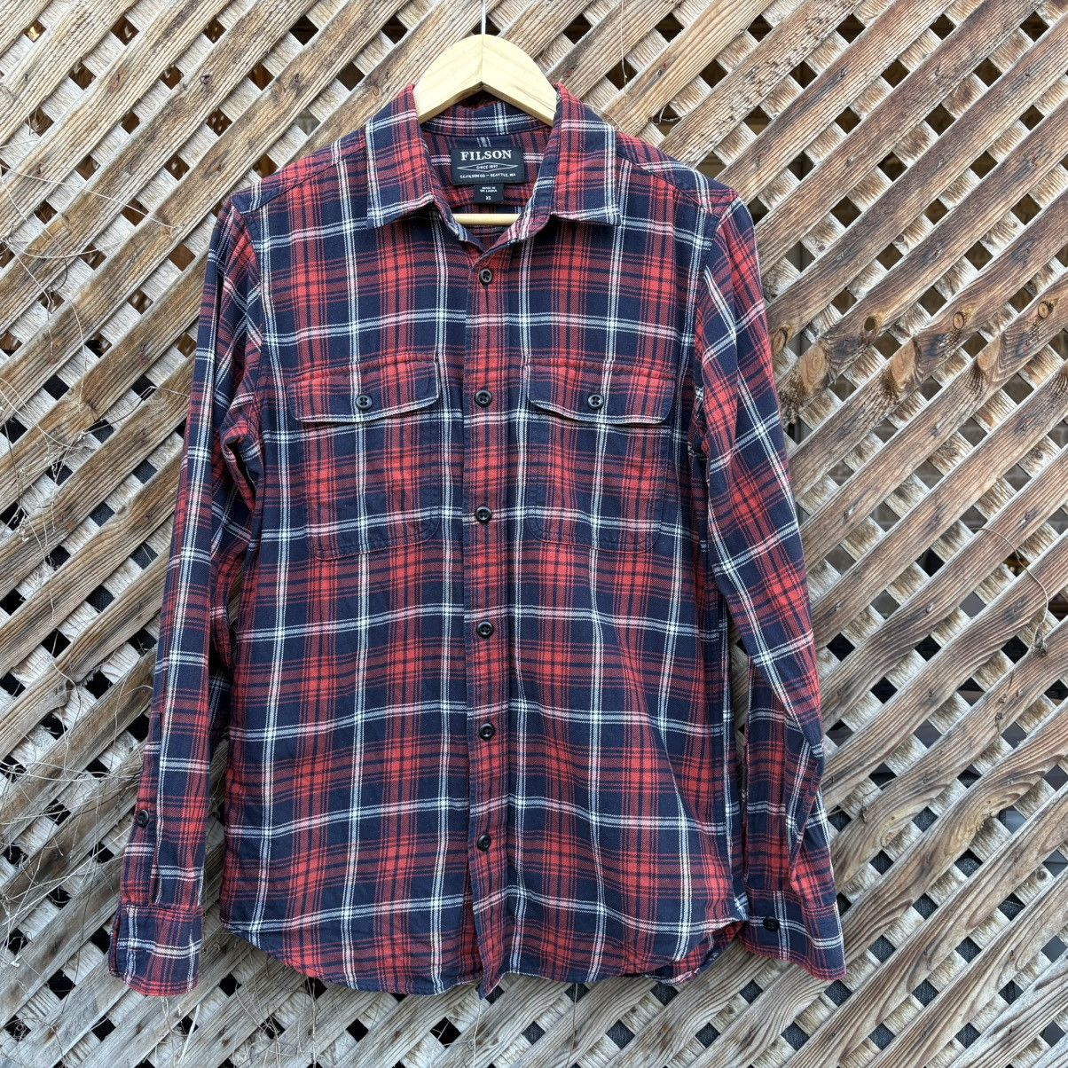 Filson Filson Flannel Shirt Navy Red White Cotton Lightweight Size US XS / EU 42 / 0 - 1 Thumbnail