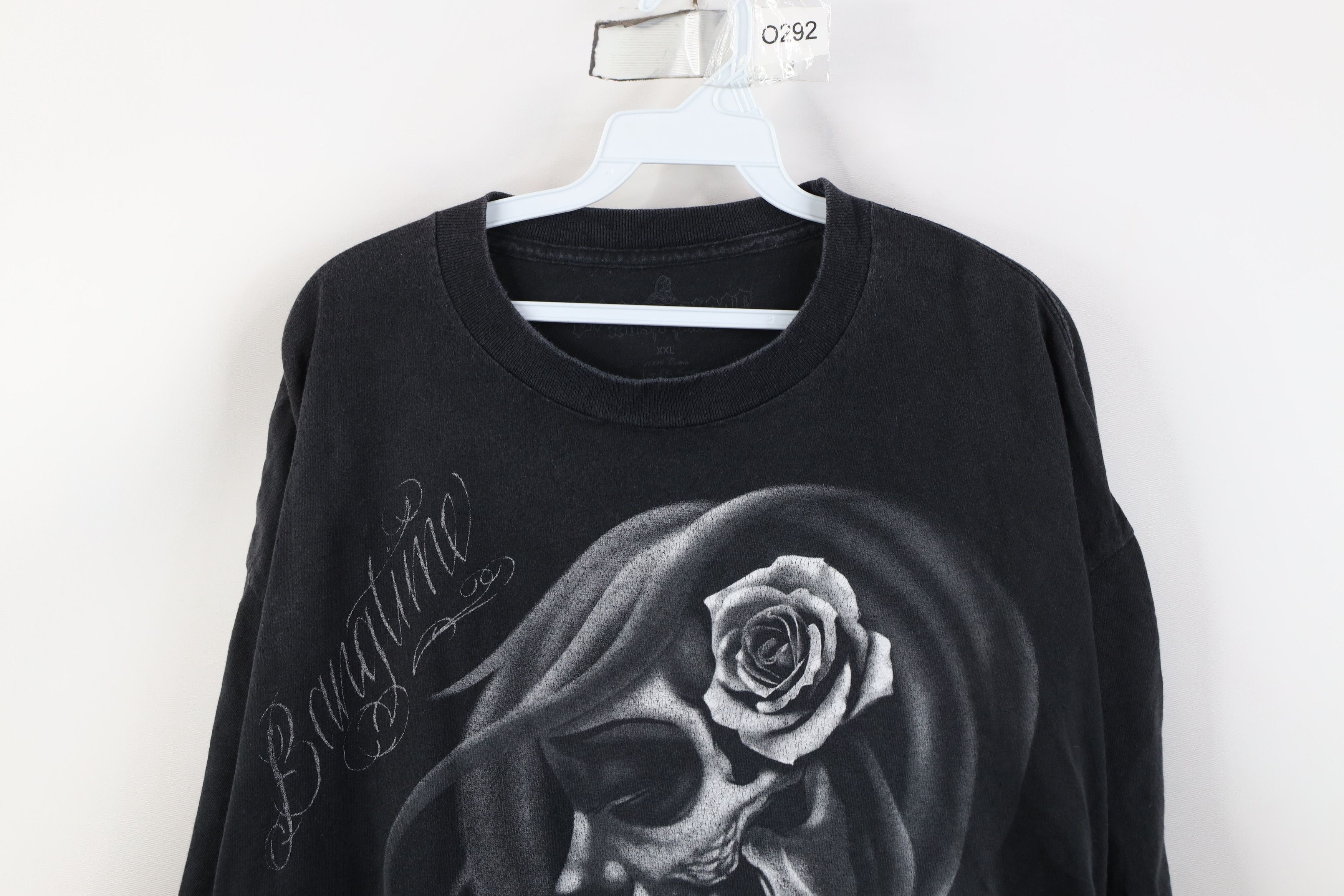 Vintage Vintage Y2K Streetwear Pinup Girl Rose Flower Skull T-Shirt Size US XXL / EU 58 / 5 - 2 Thumbnail