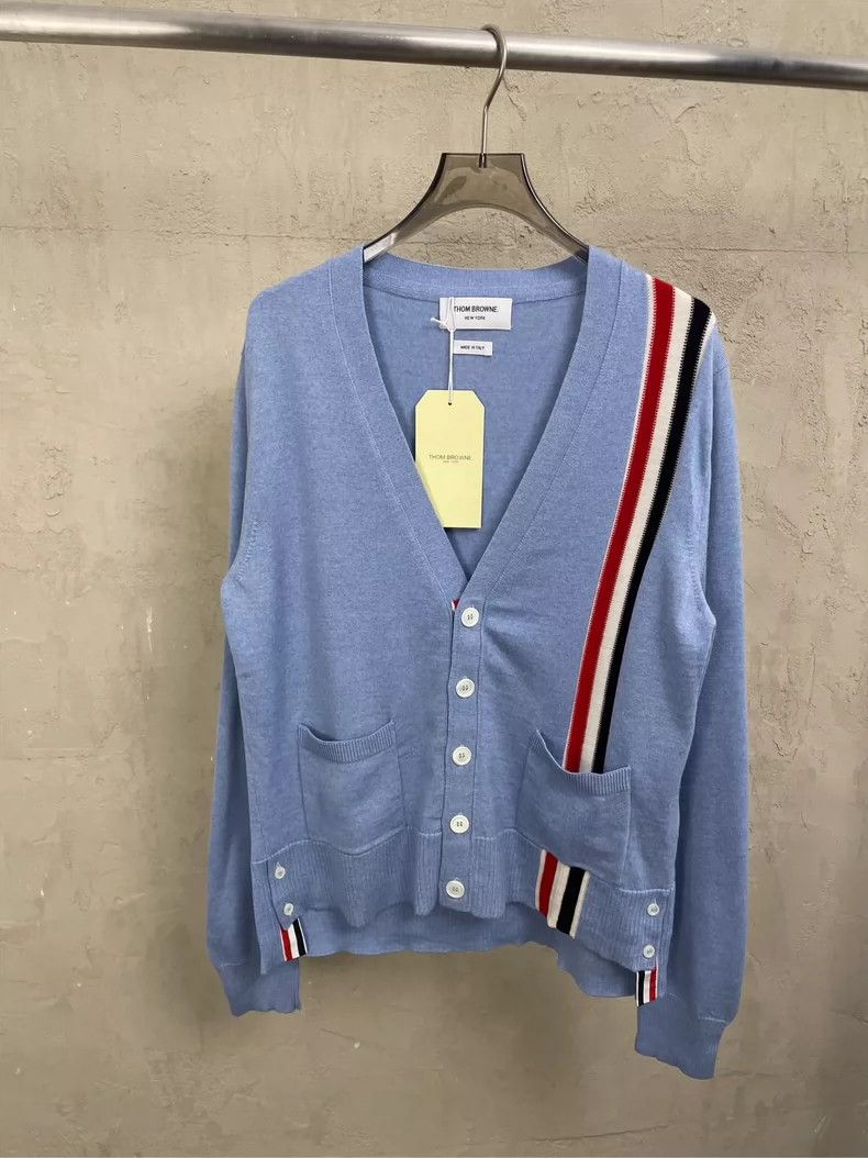 Thom Browne Thom Browne size1 Gray and blue colored striped wool sweate Size US S / EU 44-46 / 1 - 1 Thumbnail