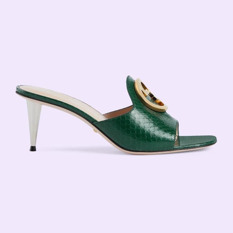 Gucci o1s1wg110125 Python Sandals in Dark Green Size US 7.5 / IT 37.5 - 2 Thumbnail