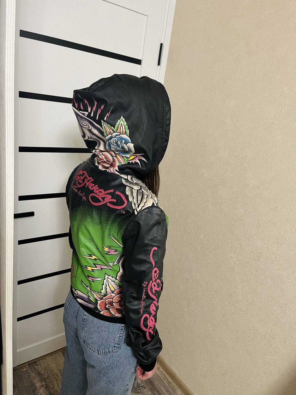 Ed Hardy Ed Hardy by Christian Audigier genuine leather hooded jacket Size S / US 4 / IT 40 - 5 Thumbnail