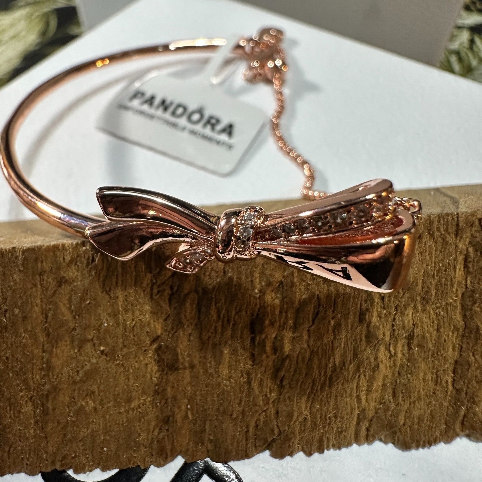 pandora Authentic Pandora Rose Gold Brilliant Bow Bracelet Bangle, S Size ONE SIZE - 4 Thumbnail