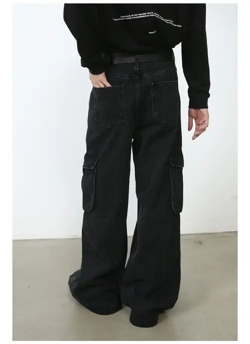 VIBE Black Cargo Baggy Denim Jeans Size US 28 / EU 44 - 3 Thumbnail