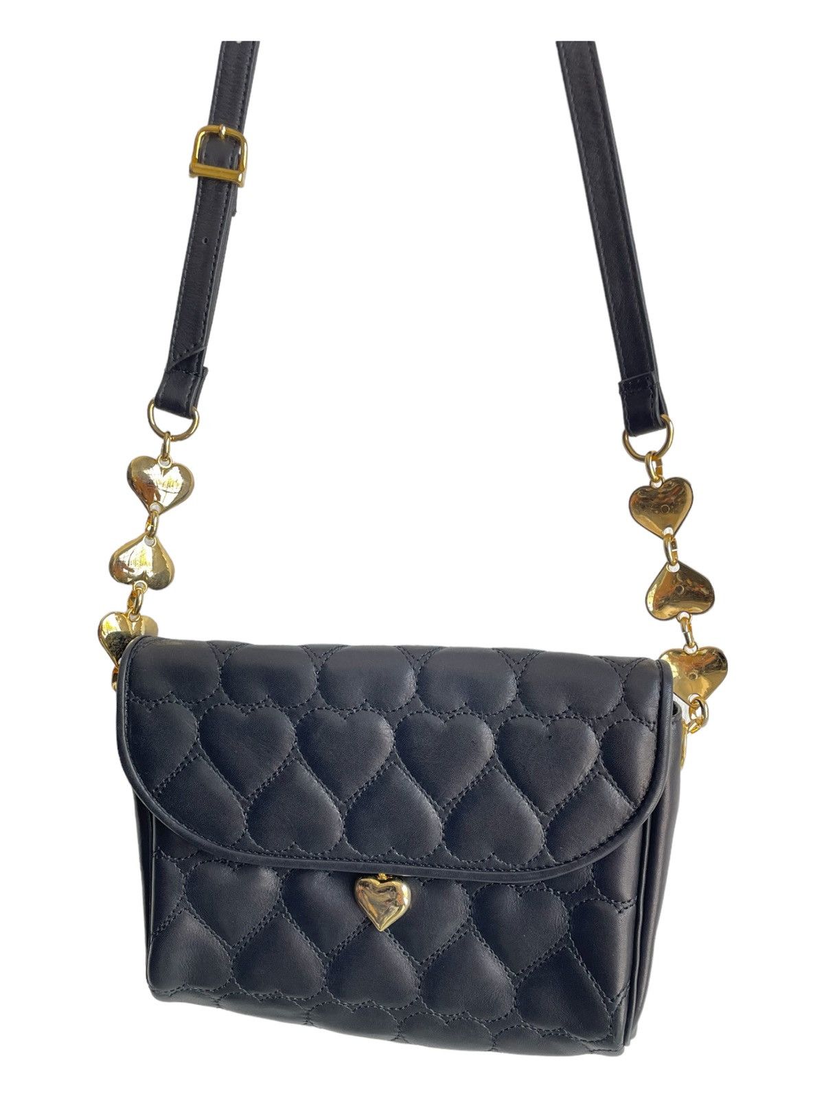 Genuine Leather × Moschino Vintage Moschino Leather Quilted Heart Pattern Shoulder Bag Size ONE SIZE - 2 Thumbnail