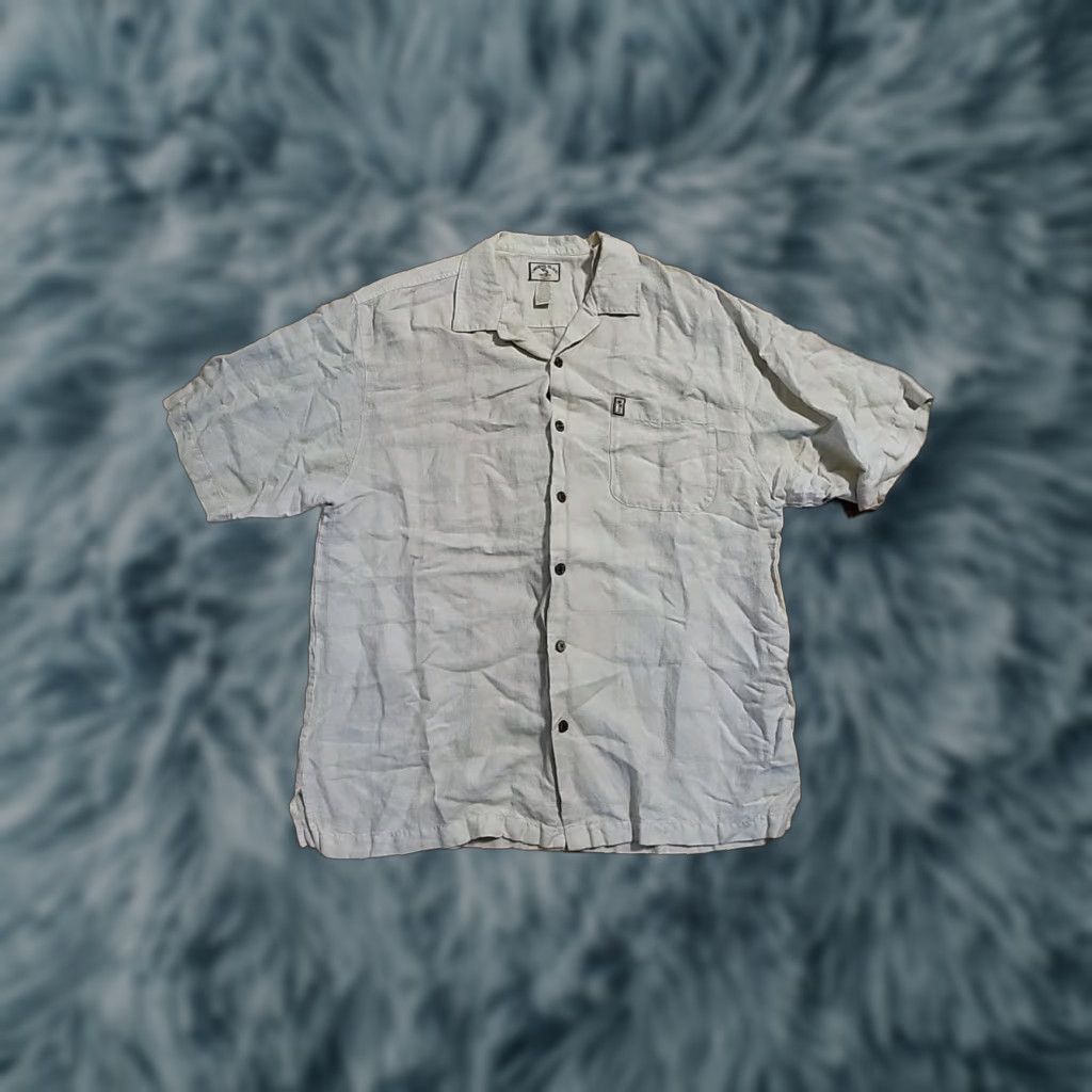 Vintage Linen Blend SS Beige Button-Up Casual Island Sport Shirt Vacay 46" Chest Med Size US M / EU 48-50 / 2 - 1 Thumbnail