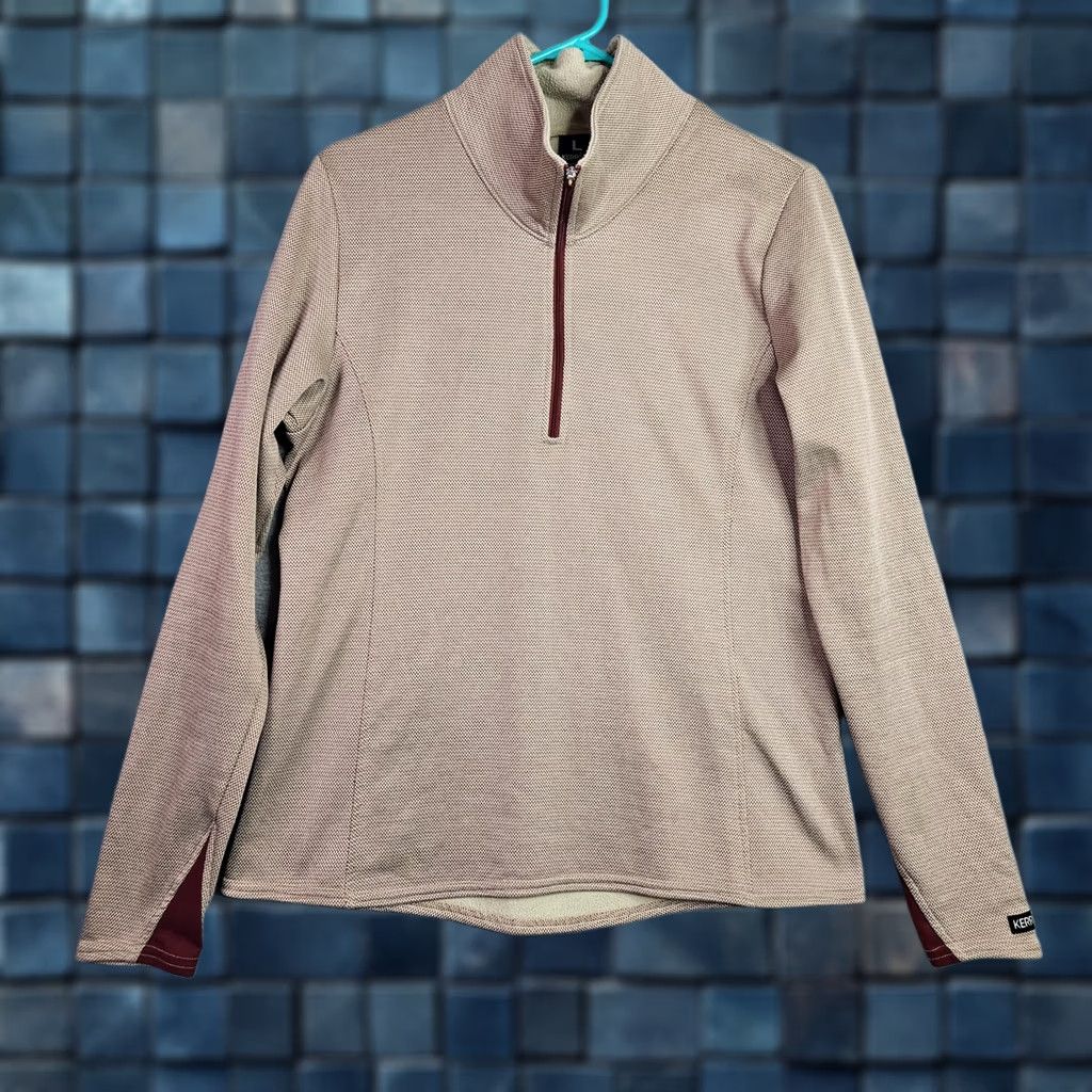 Vintage Kerrits Womens Quarter Zip Fleece Pullover Tan Riding Equestrian Size L USA Made Long Sleeve Raglan Logo Pocketful of Style? Size L / US 10 / IT 46 - 1 Thumbnail
