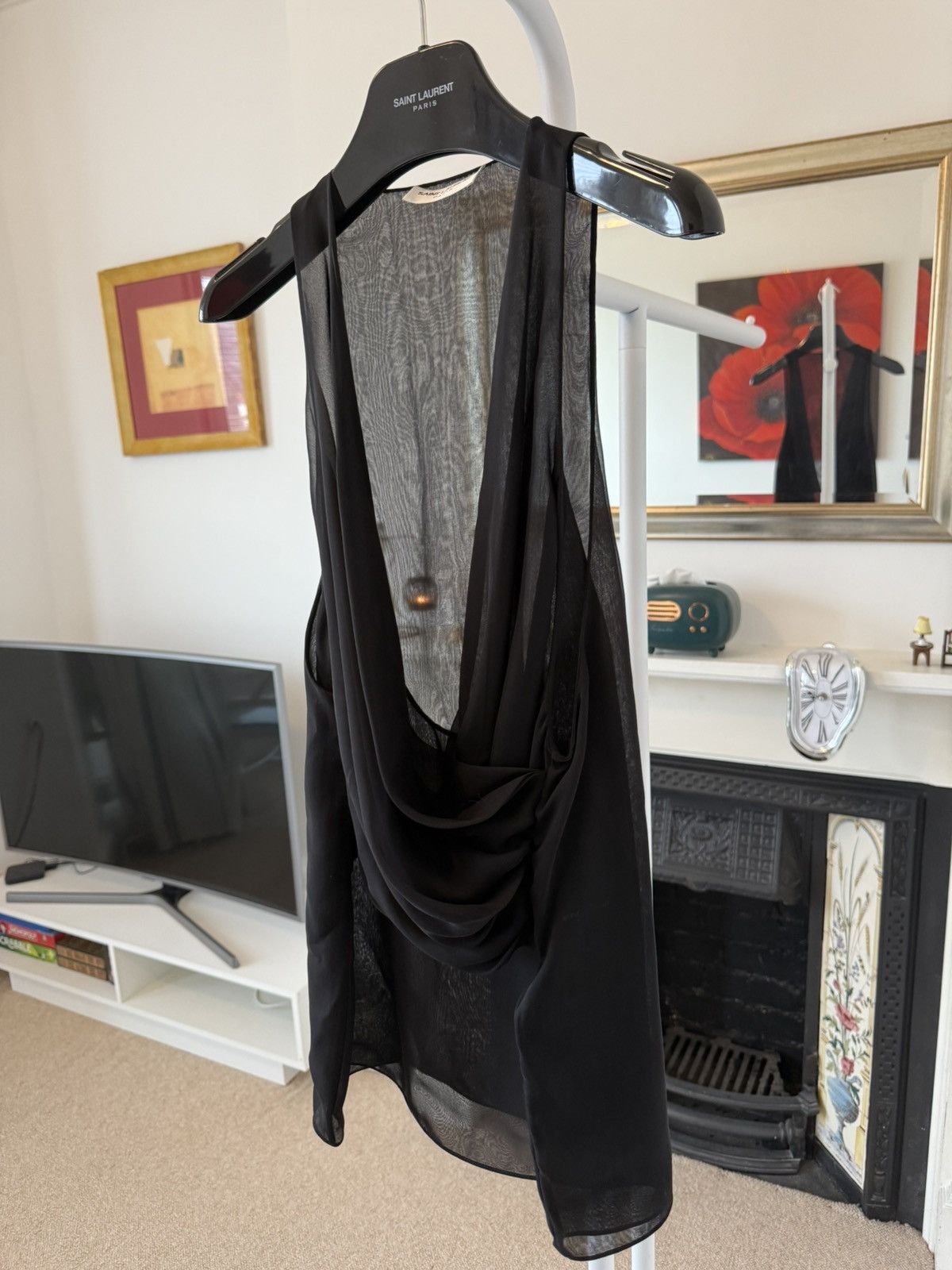 Saint Laurent Paris SS24 Saint Laurent Crossover Tank in Silk Muslin Size US XS / EU 42 / 0 - 5 Thumbnail