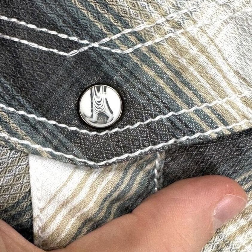 BKE BKE Western Shirt Men Medium Grey Plaid Cowboy Pearl Snap Button Up Size US M / EU 48-50 / 2 - 7 Thumbnail