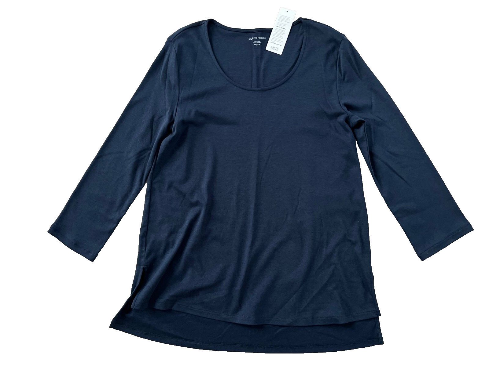 Eileen Fisher Eileen Fisher U-Neck Organic Cotton Shirt Indigo ( XXS ) Size XXS / US 00 / IT 34 - 1 Thumbnail