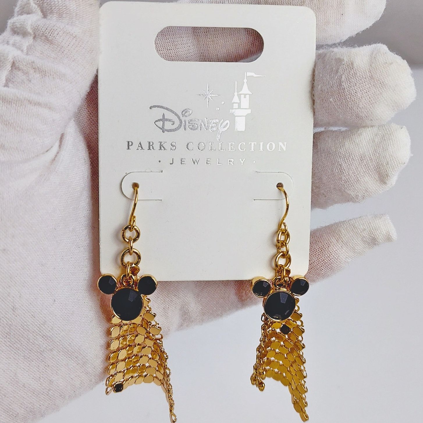 Disney Disney Mickey Mouse Dangle Earrings Black Gold Webbed NIP Size ONE SIZE - 2 Thumbnail