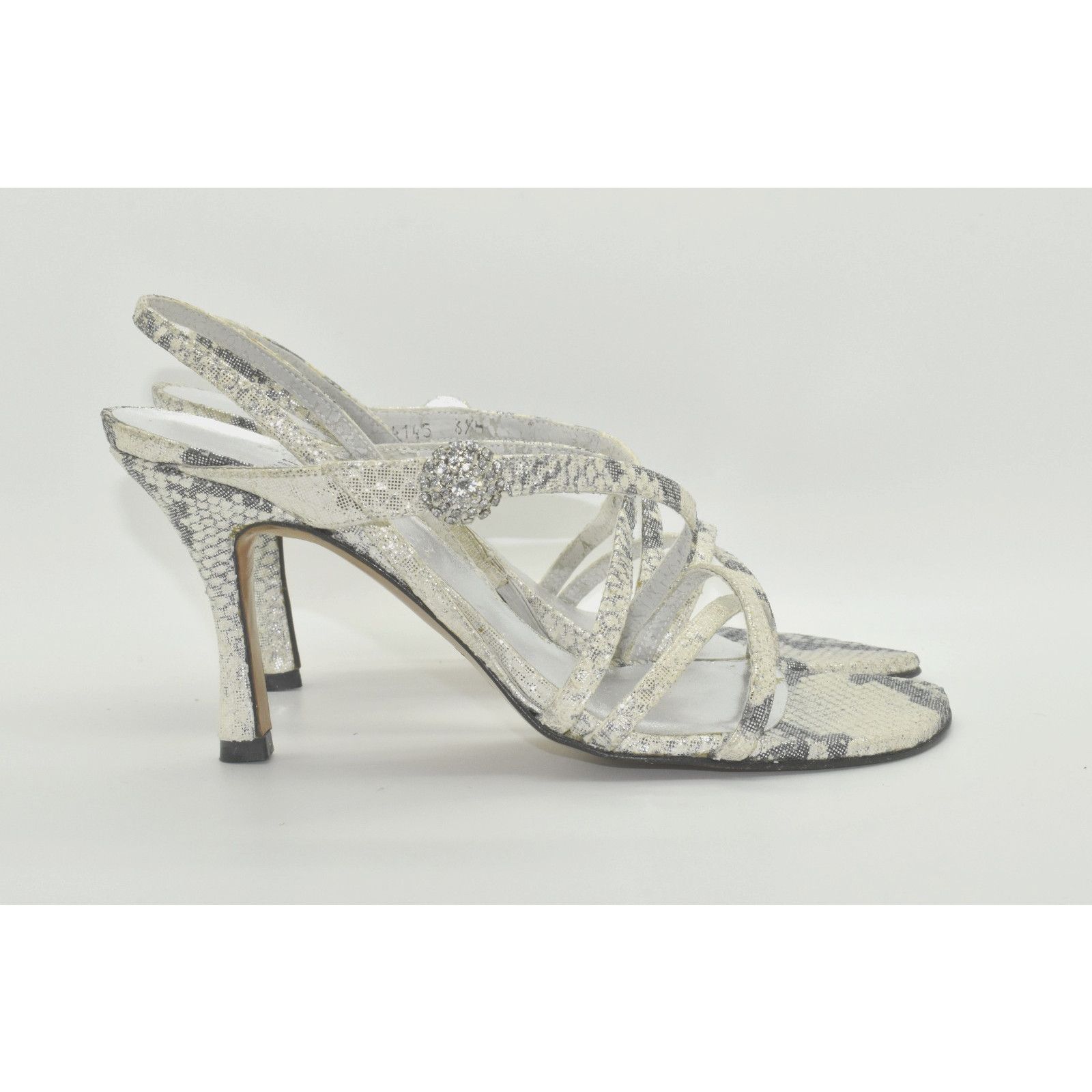 Stuart Weitzman STUART WEITZMAN Snake Embossed Rhinestone Sandal Heels 6.5M Size US 6.5 / IT 36.5 - 2 Thumbnail