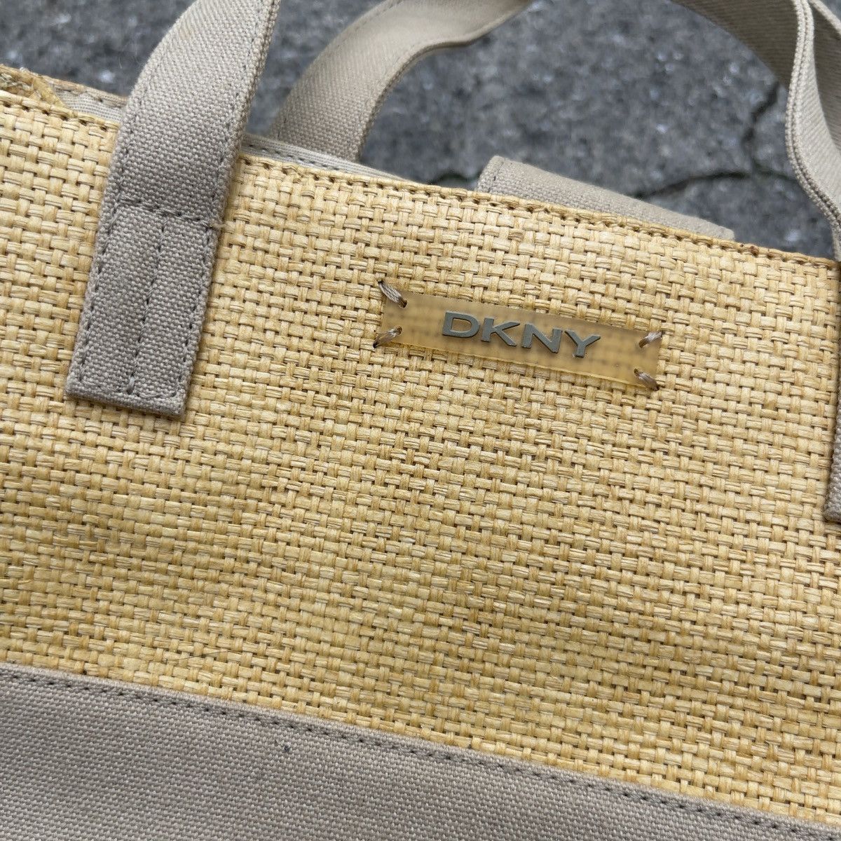 DKNY Vintage 90s DKNY Mini Straw Canvas Bag Size ONE SIZE - 2 Thumbnail