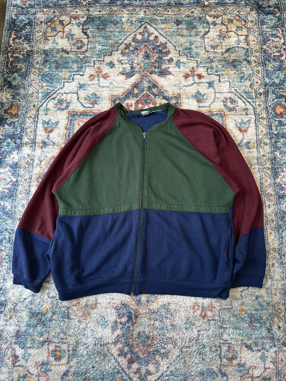Vintage Vintage Colour Blocking Zip-up Sweatshirt Size XXL Size US XL / EU 56 / 4 - 1 Thumbnail