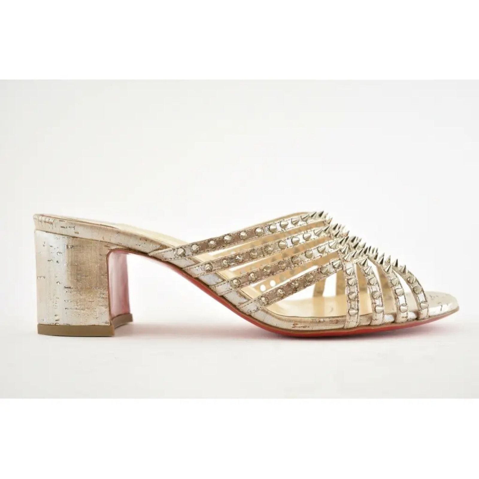 Christian Louboutin Christian Louboutin Marthaspike 55 Silver Open Sandal Mule Size US 6.5 / IT 36.5 - 2 Thumbnail