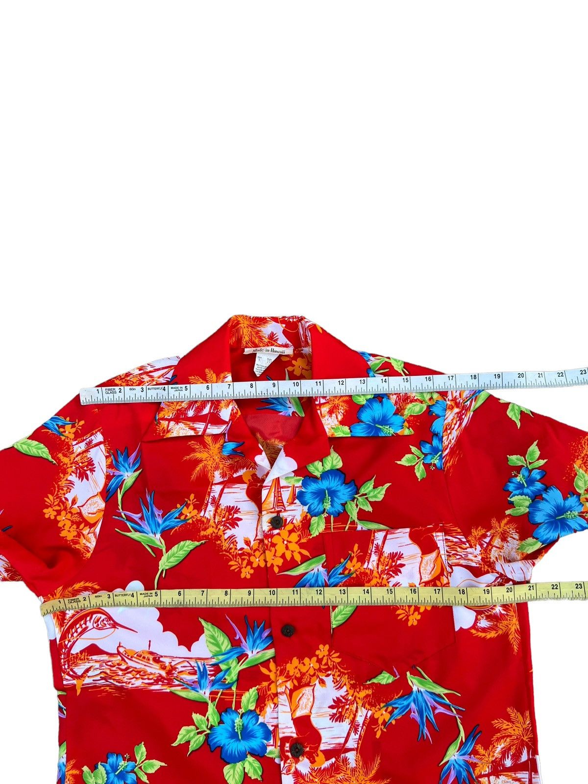 Vintage Vintage 70s Made in Hawaii Hibiscus Red Hawaiian Shirt Size US S / EU 44-46 / 1 - 3 Thumbnail