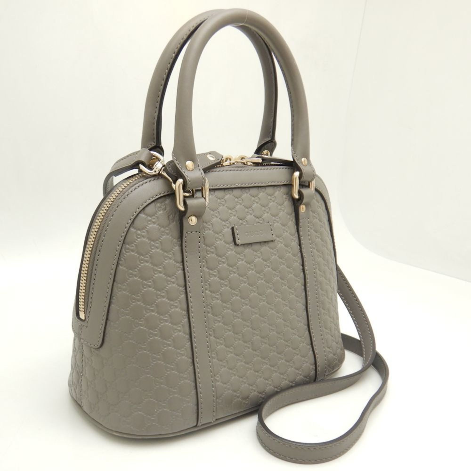 image of Gucci Micro Guccissima 449654 Handbag Leather Grey Outlet 251744, Women's