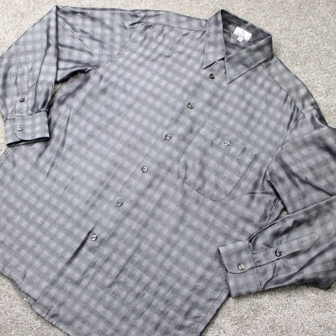Zanella Zanella Shirt Mens Large Gray Plaid 100% Cotton Long Sleeve Button Up Size US L / EU 52-54 / 3 - 4 Thumbnail