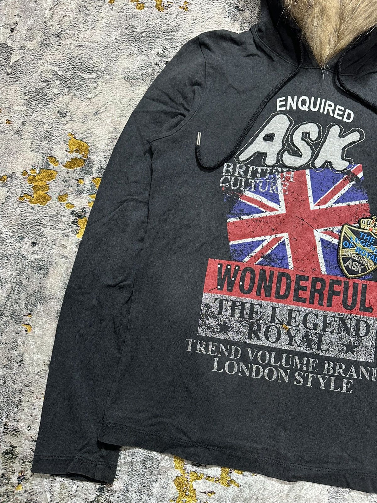 If Six Was Nine CRAZY FADED BRITISH POEM ASK ENQUIRED FUR HOODIE PUNK STYLE Size US XS / EU 42 / 0 - 4 Thumbnail