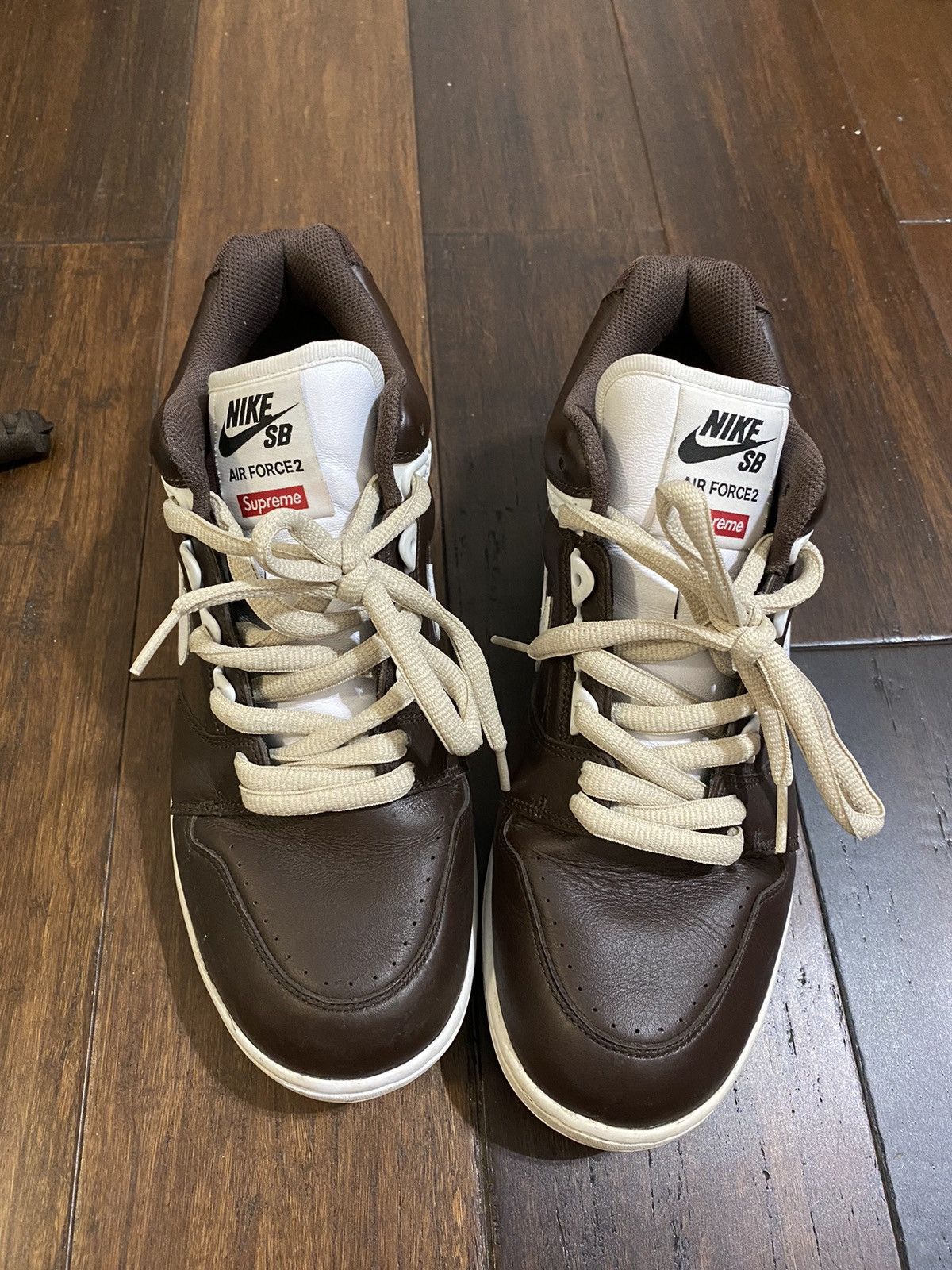 image of Nike Sb Supreme Air Force 2 Shoes in Brown, Men's (Size 11)