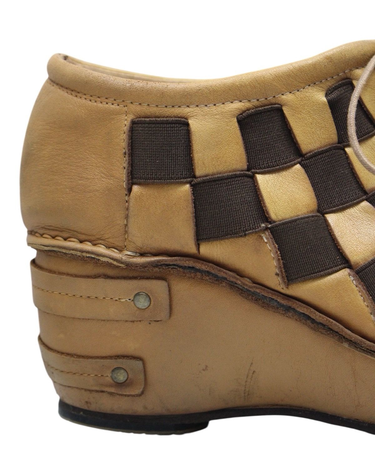 Vintage 2000S RAIDLORK HANDCRAFTED WOVEN LEATHER WEDGE BOOTS Size US 8 / IT 38 - 5 Thumbnail