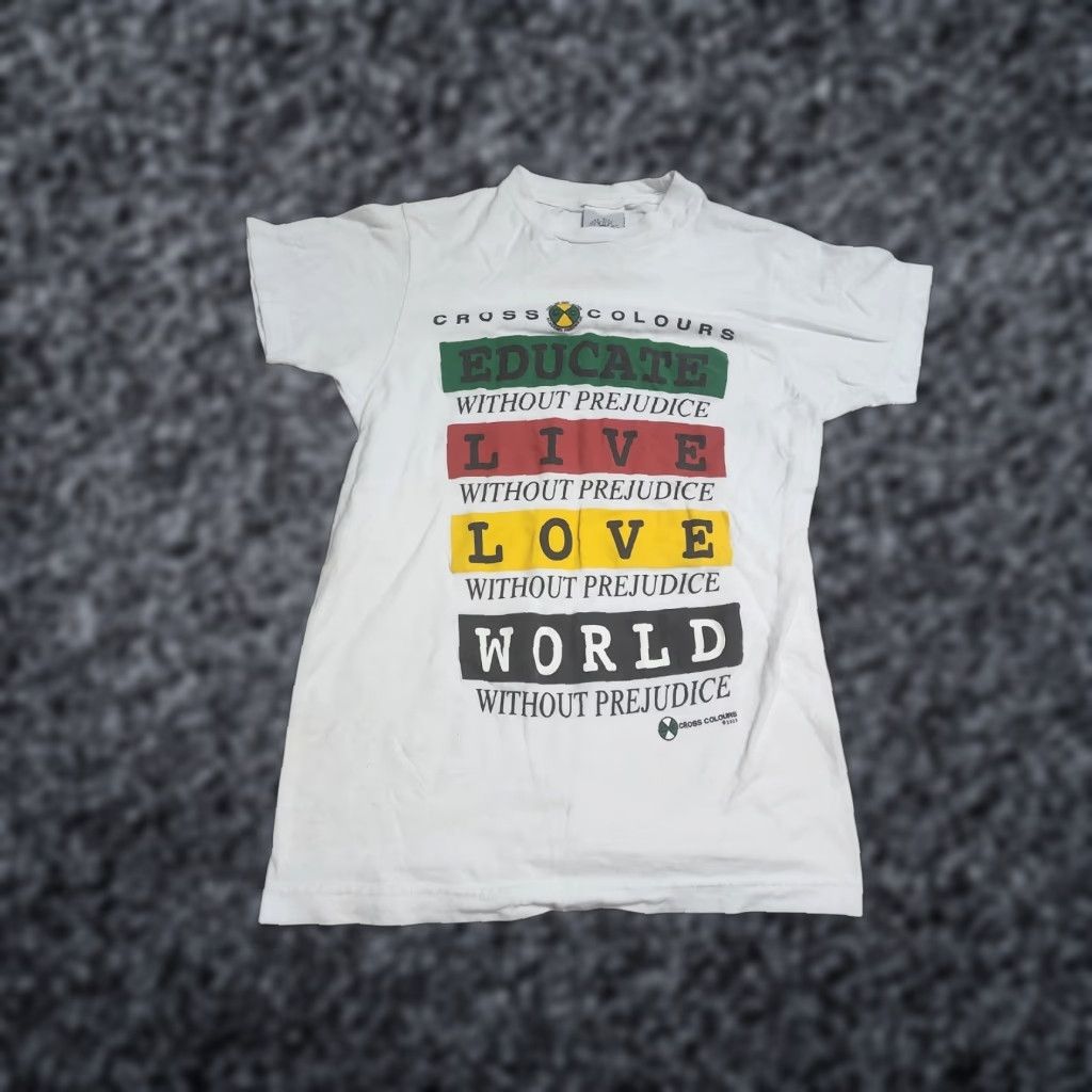 Vintage Cross Colours Graphic Print T-Shirt Mens XS White Hip Hop 80s 90s Size US XS / EU 42 / 0 - 1 Thumbnail