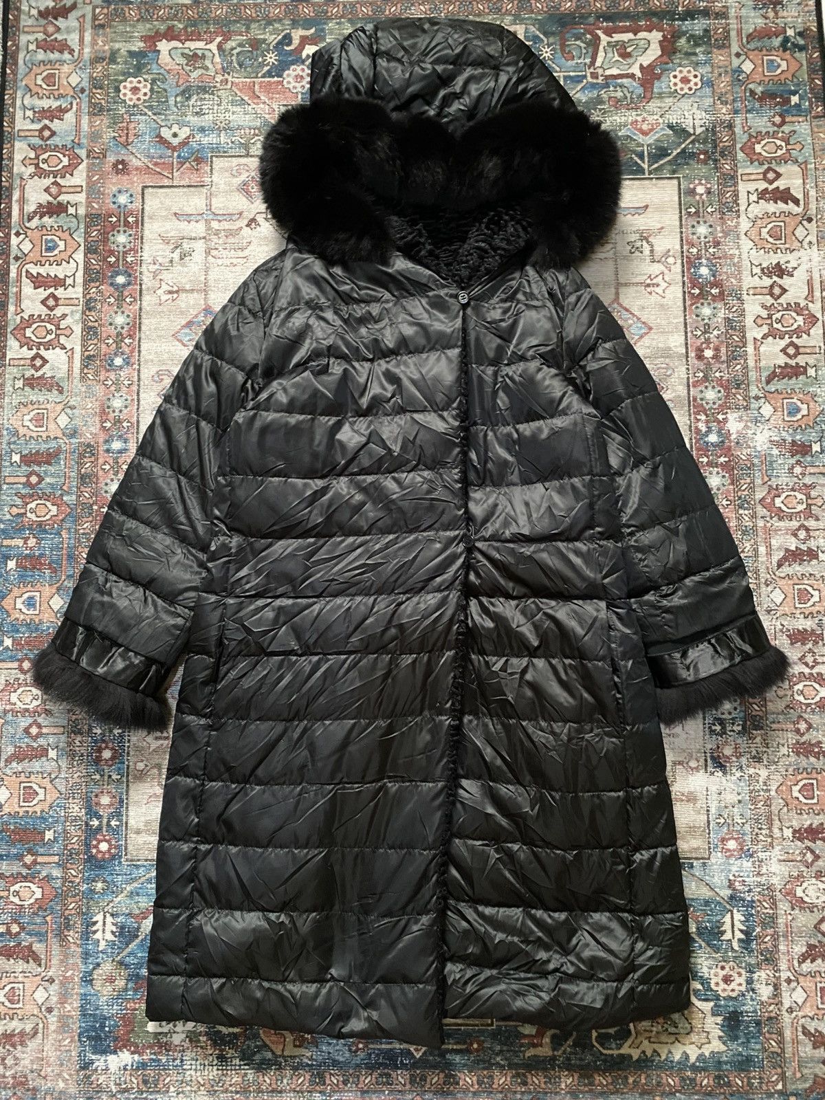 Max Mara Max Mara Karakul Black Fur Coat Reversible Size XS / US 0-2 / IT 36-38 - 4 Thumbnail