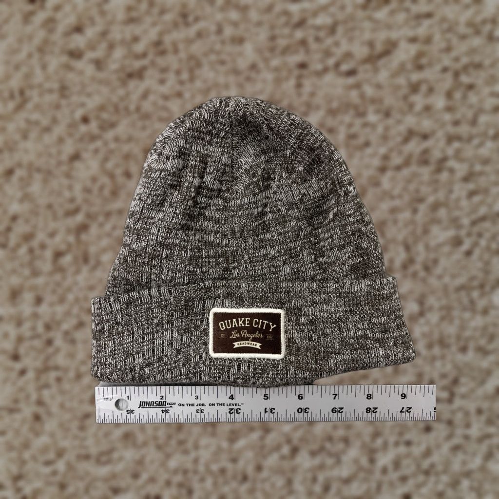 BLAEST Quake City LA Est 1977 Beanie Toque Adult One Size Gray Brown Knit 100% Acrylic Men Size ONE SIZE - 1 Thumbnail