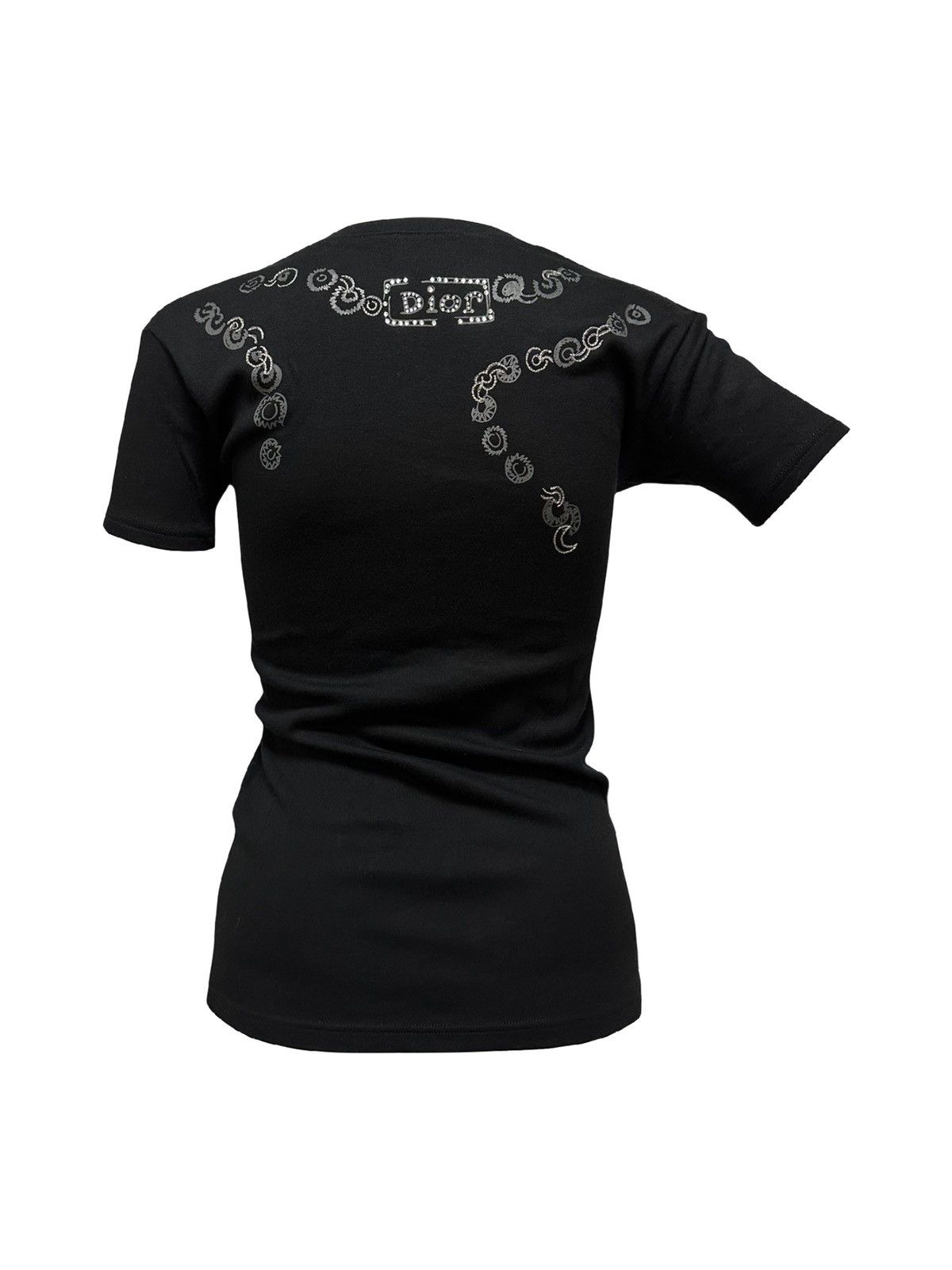 Dior CHRISTIAN DIOR F/W 2004 Embellished Necklace V-neck T-Shirt Size XS / US 0-2 / IT 36-38 - 2 Thumbnail
