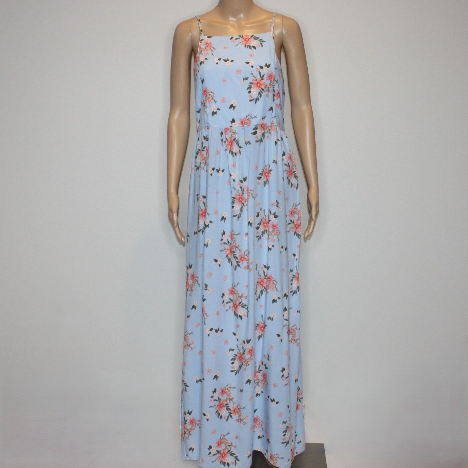 Other Ever After Light Blue Floral Maxi Dress with Side Slit Size L / US 10 / IT 46 - 2 Thumbnail