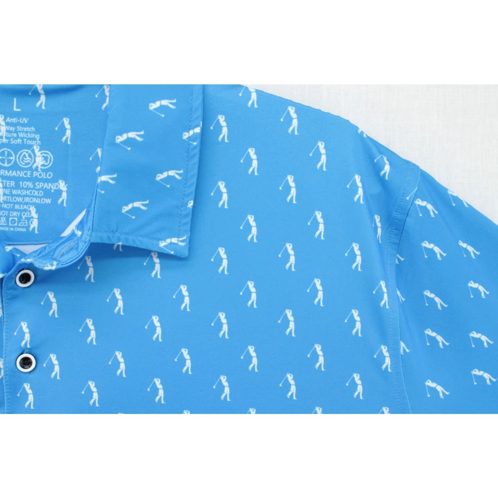 Vintage Damipow Premium Polo Shirts Men Large Blue Performance Allover Golfer Print Polo Shirt Mens Large Blue Golfer Print Premium Damipow Size US L / EU 52-54 / 3 - 3 Thumbnail