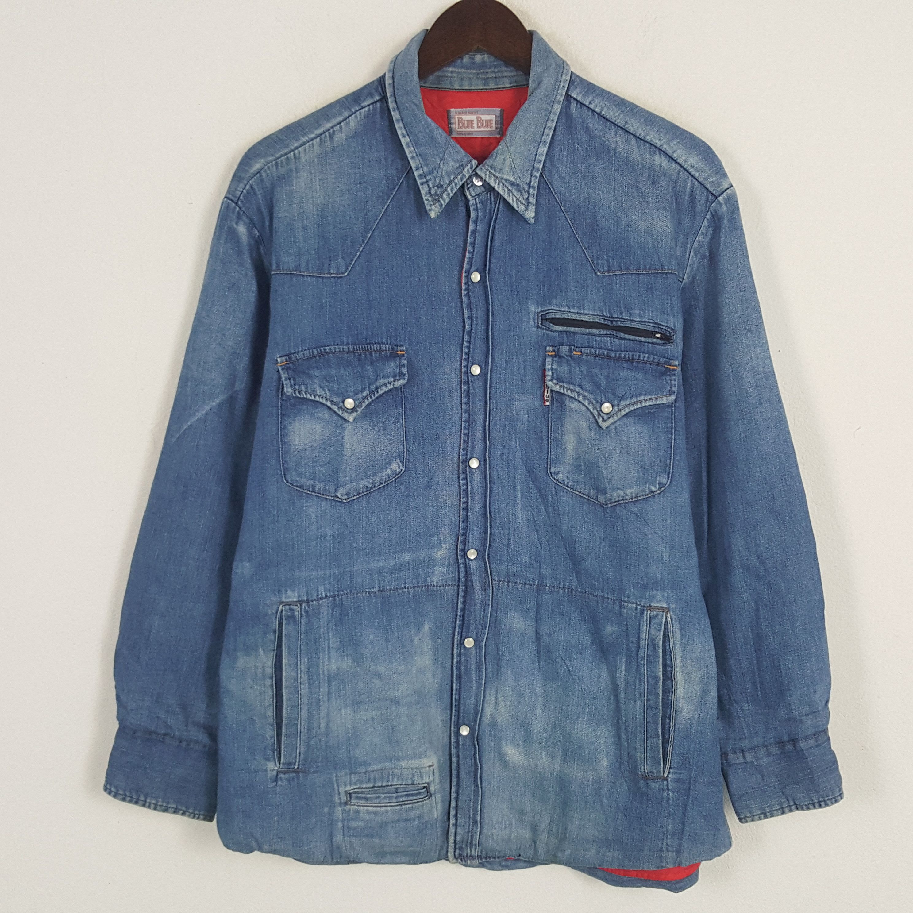 Blue Blue Japan × Japanese Brand × Vintage Vintage Blue Blue Japan Denim Button Up Shirt Size US M / EU 48-50 / 2 - 1 Thumbnail