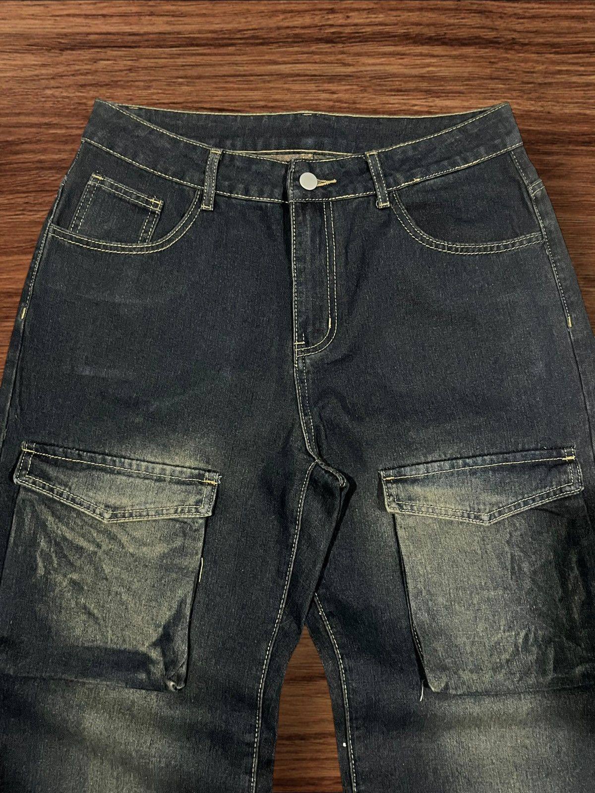If Six Was Nine × Le Grande Bleu (L.G.B.) × Tornado Mart Vintage Hip Hop Style Multiple Pocket Blue Mud Washed Jeans Size US 30 / EU 46 - 4 Thumbnail